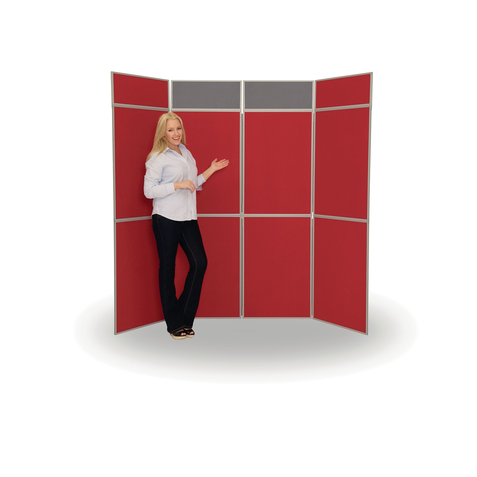 8 Panel Fold-Up Display Screen (with 2 Headers) - Grey