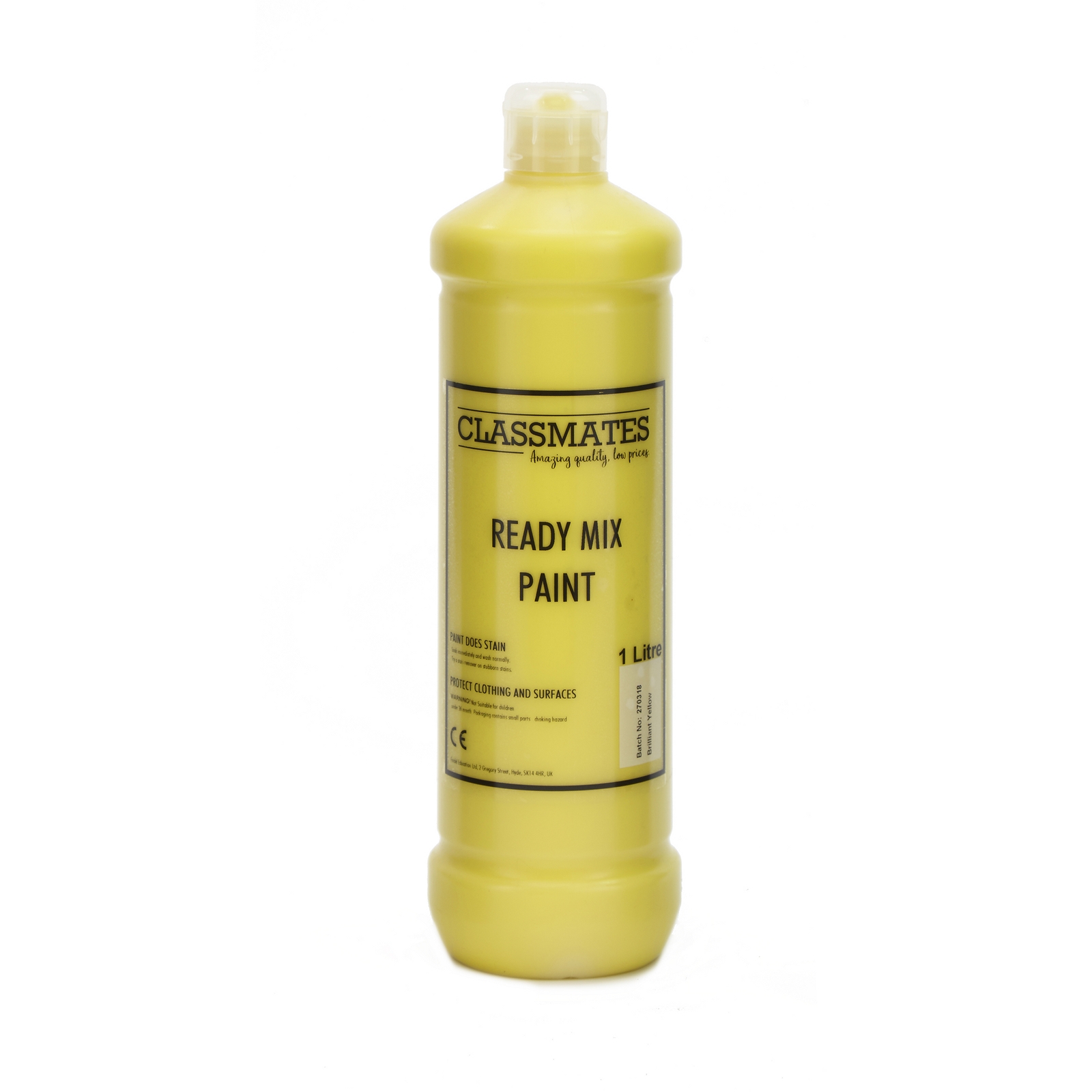 Classmates Ready Mixed Paint in Brilliant Yellow - 1 Litre Bottle
