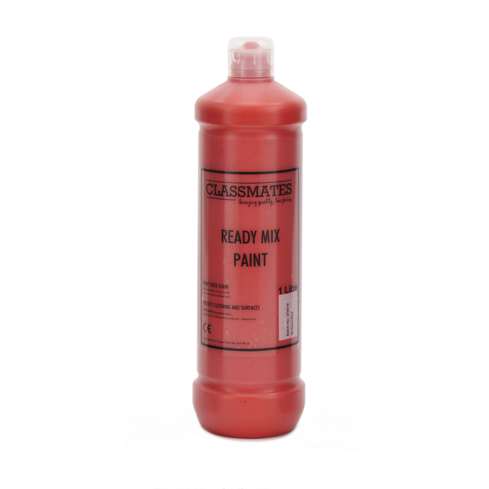 Classmates Ready Mixed Paint in Brilliant Red - 1 Litre Bottle