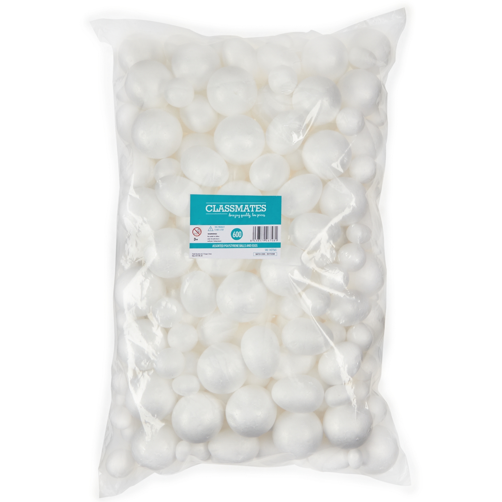 Polystyrene Balls and Eggs Pack of 600