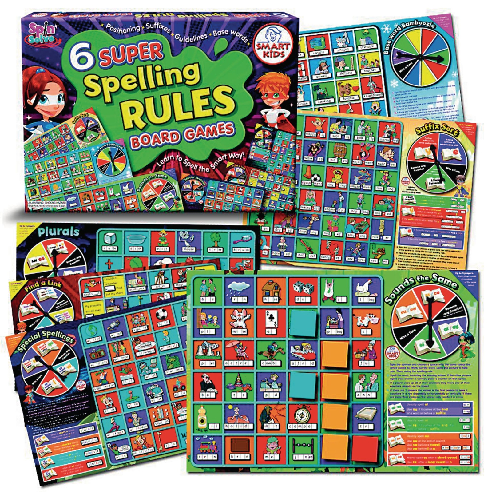 6 Super Spelling Rules Board Games - Ages 7-11 - Each