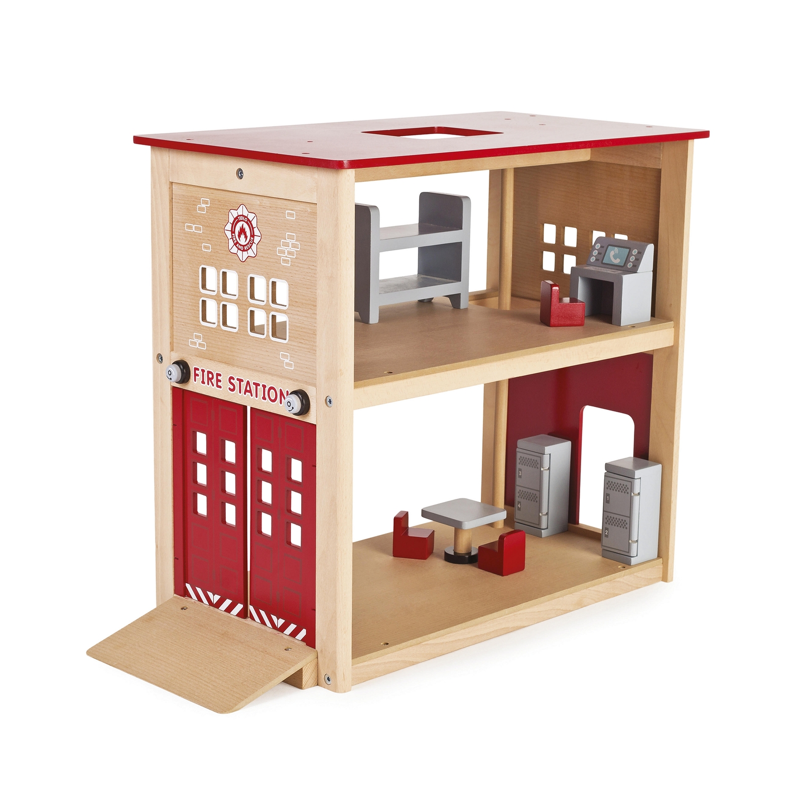 Tidlo Wooden Fire Station- 290 x 543 x 503mm - Per Set