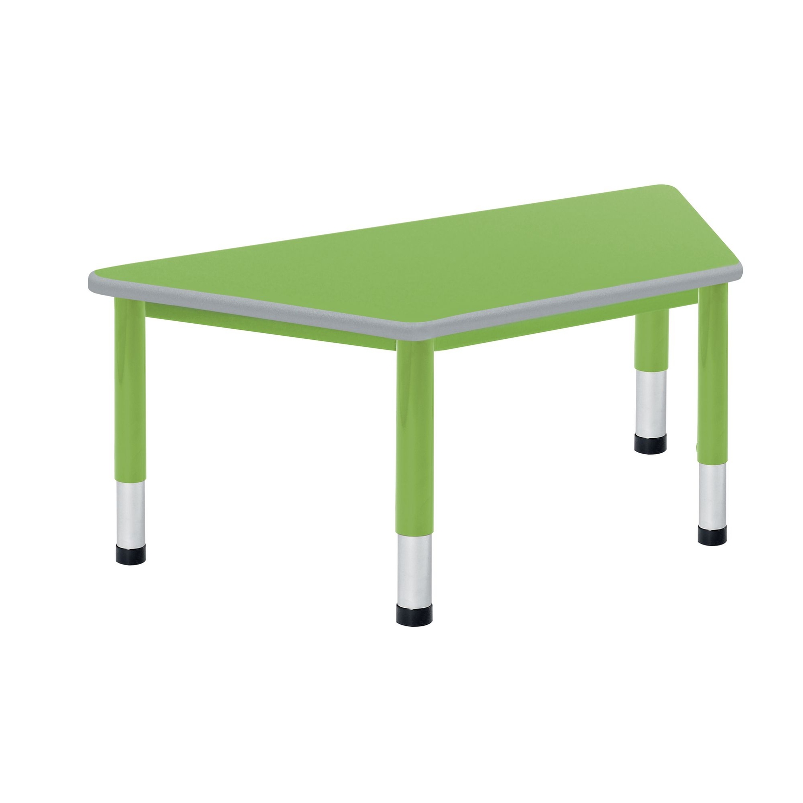 Harlequin Tangy Lime Trapezoidal Height Adjustable Steel Classroom Table - 1200 x 600 x 400 to 640mm - Each