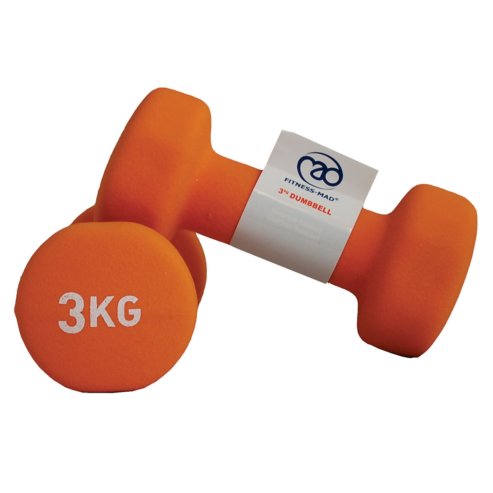 Fitness Mad Neoprene 3kg Dumbbells Pair Orange Findel International