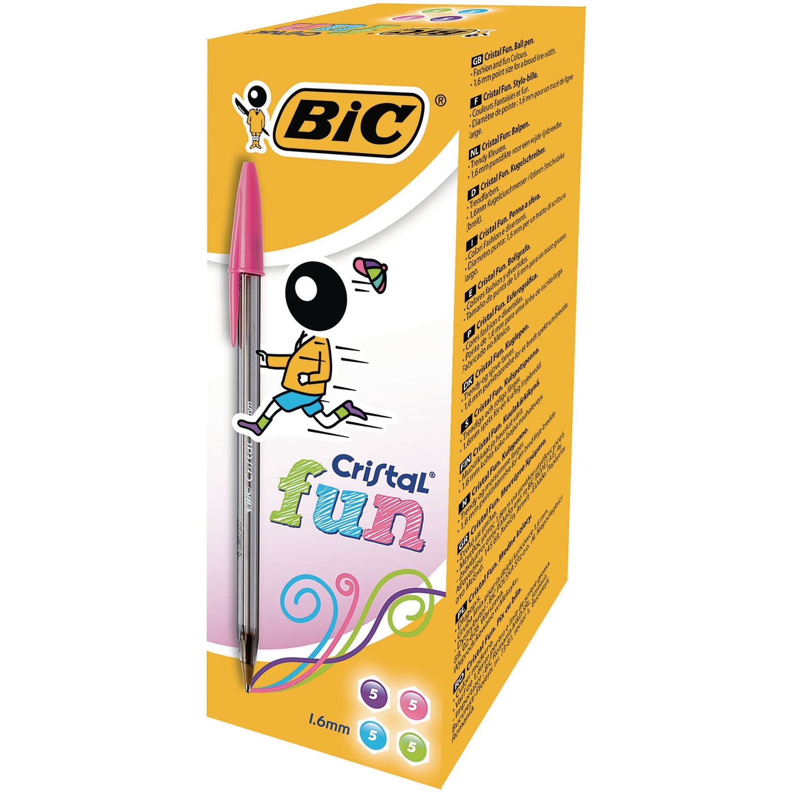 BIC Cristal Fun Ballpoint Pen - 1.6mm Point - Assorted Colours - Pack x 20