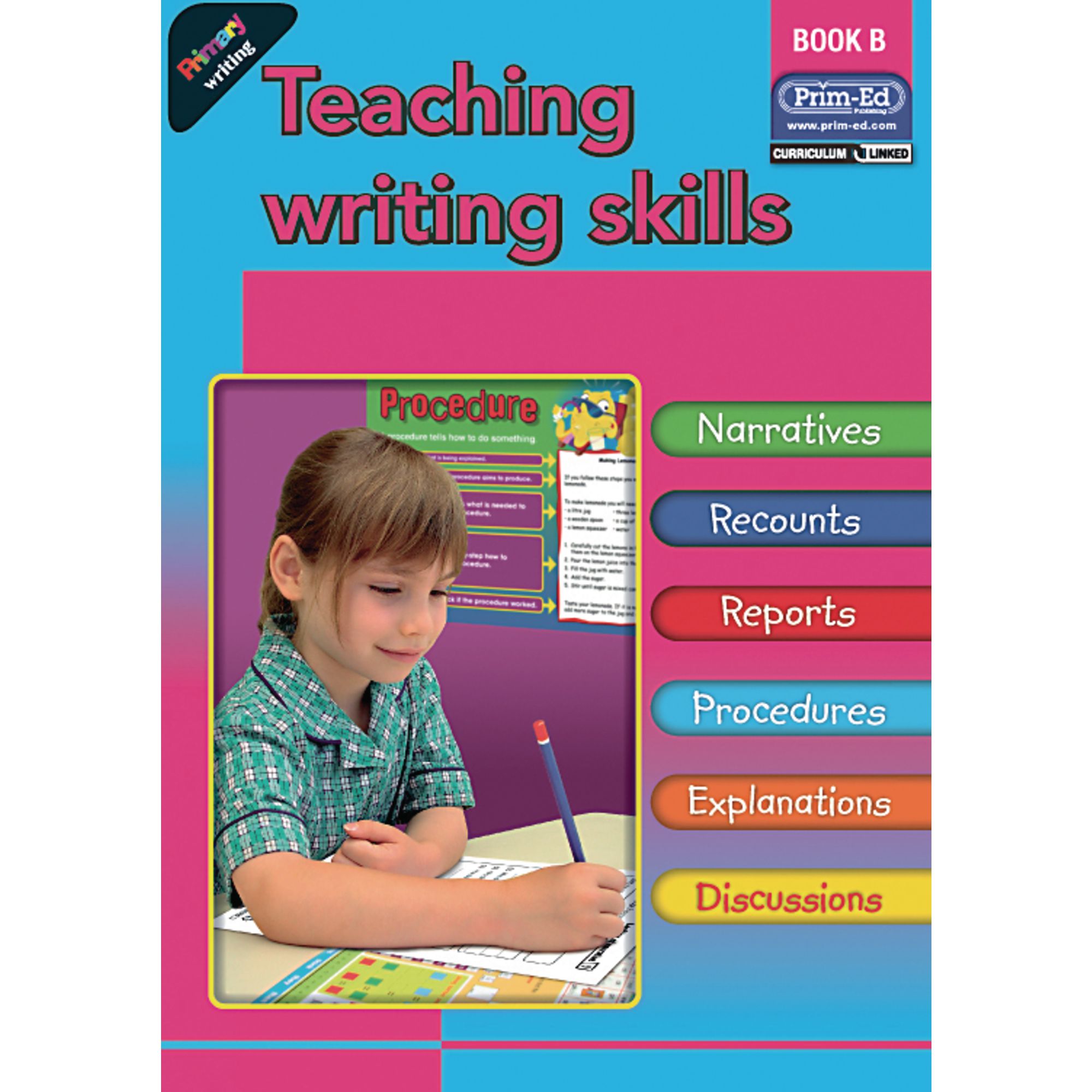 B book. Primary writing skills. Free Primary writing book Stage 1.