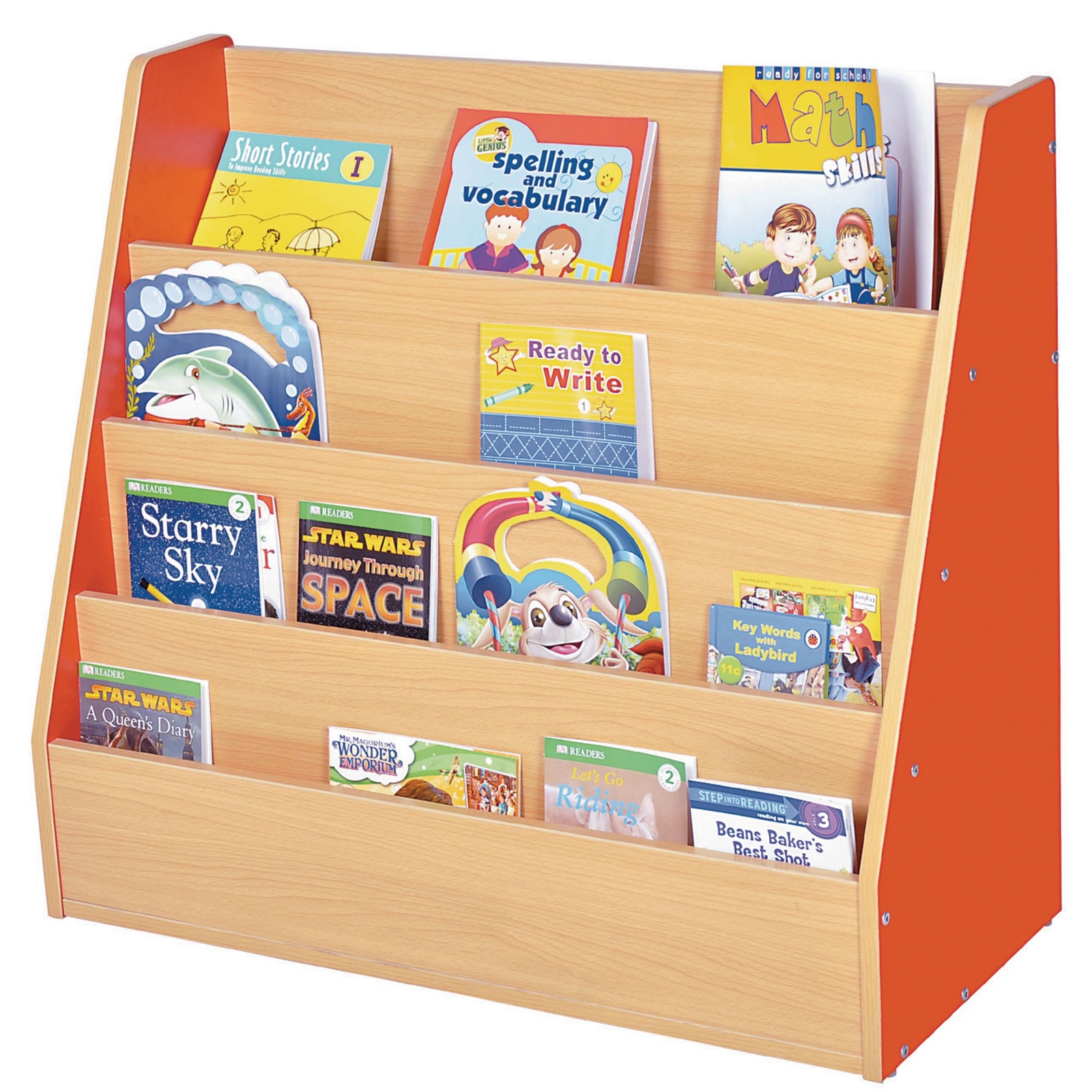 Milan Single-Sided Book Storage Units - H800 x W900 x D400mm - Red