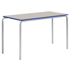 Rectangular Stackable Crushed Bent Classroom Table - 1200 x 600 x 640mm - Ailsa Top Blue Edge