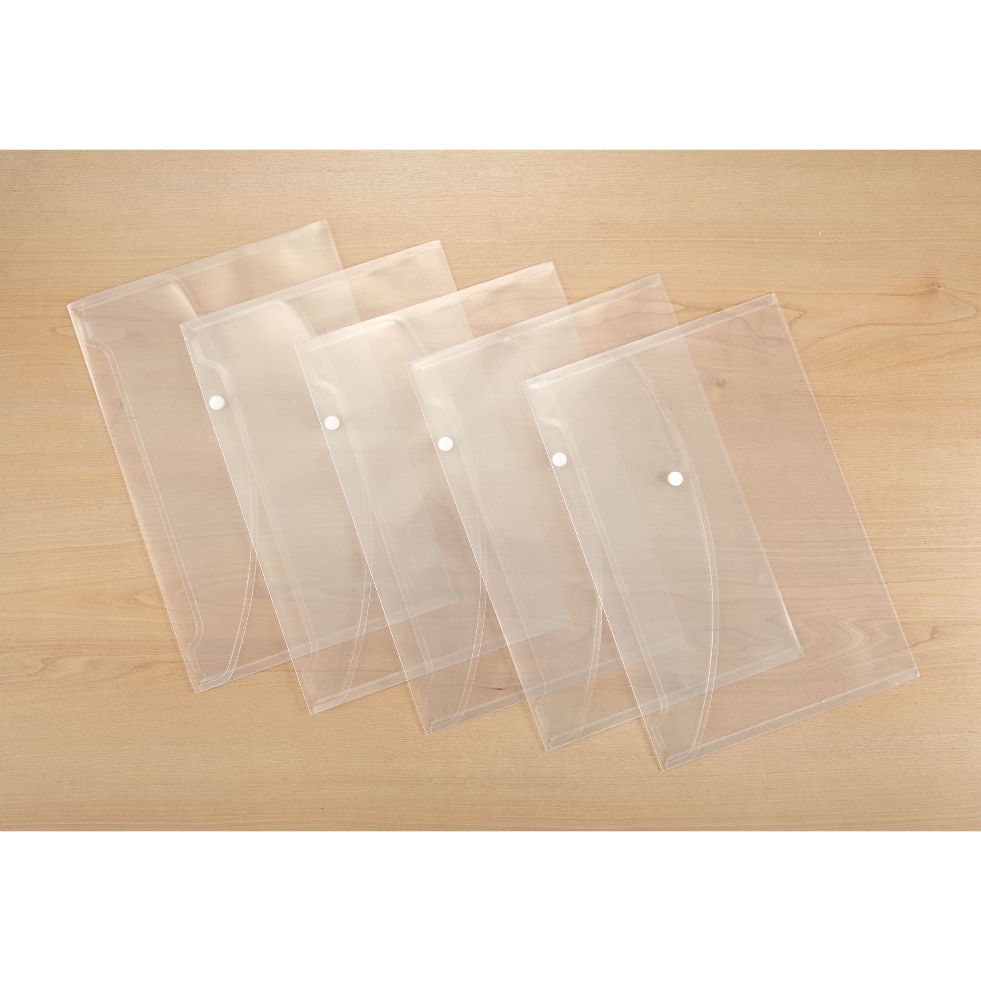 Classmates Popper Wallet Foolscap Clear - Pack of 5