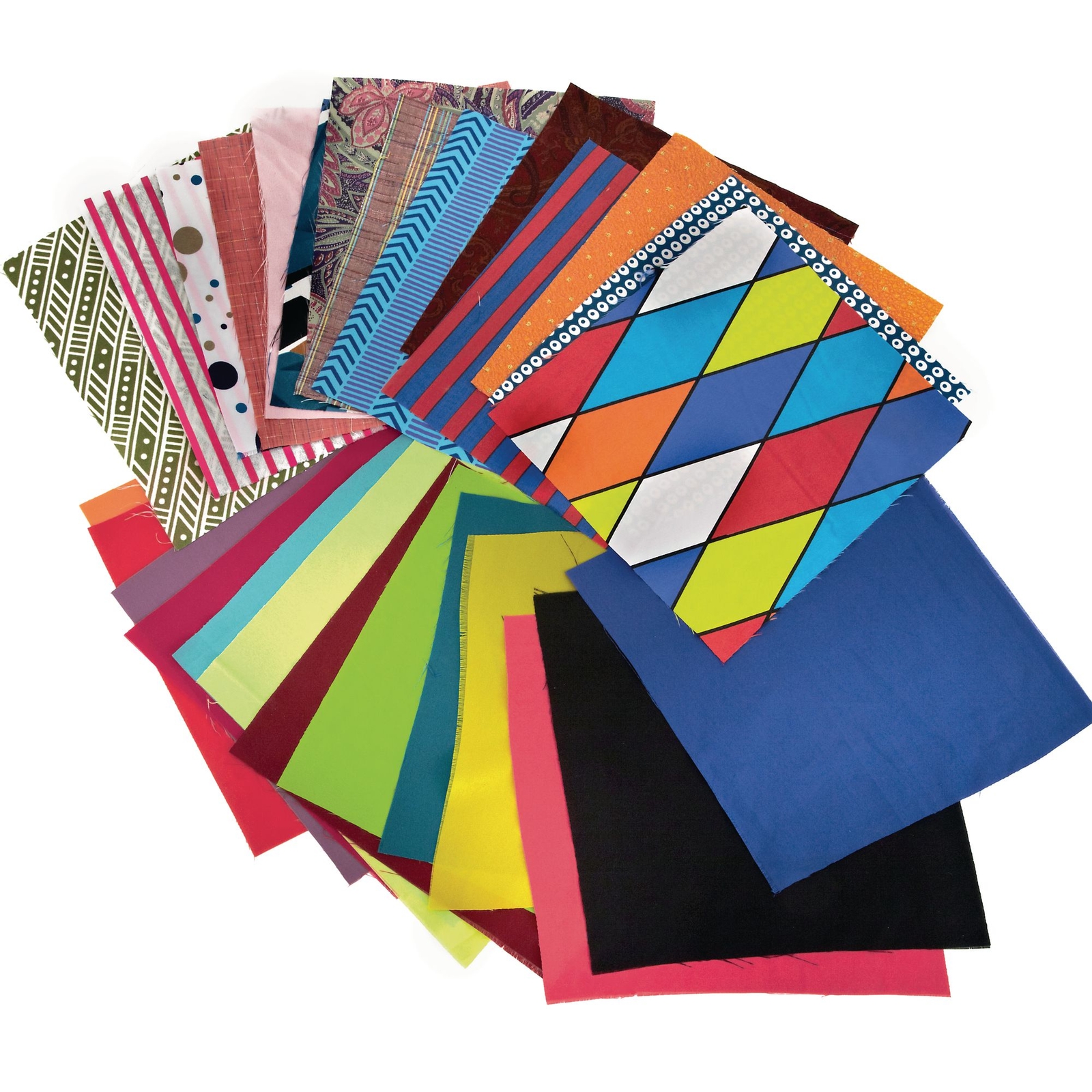 Plain and Patterned Fabric Squares Pack of 25