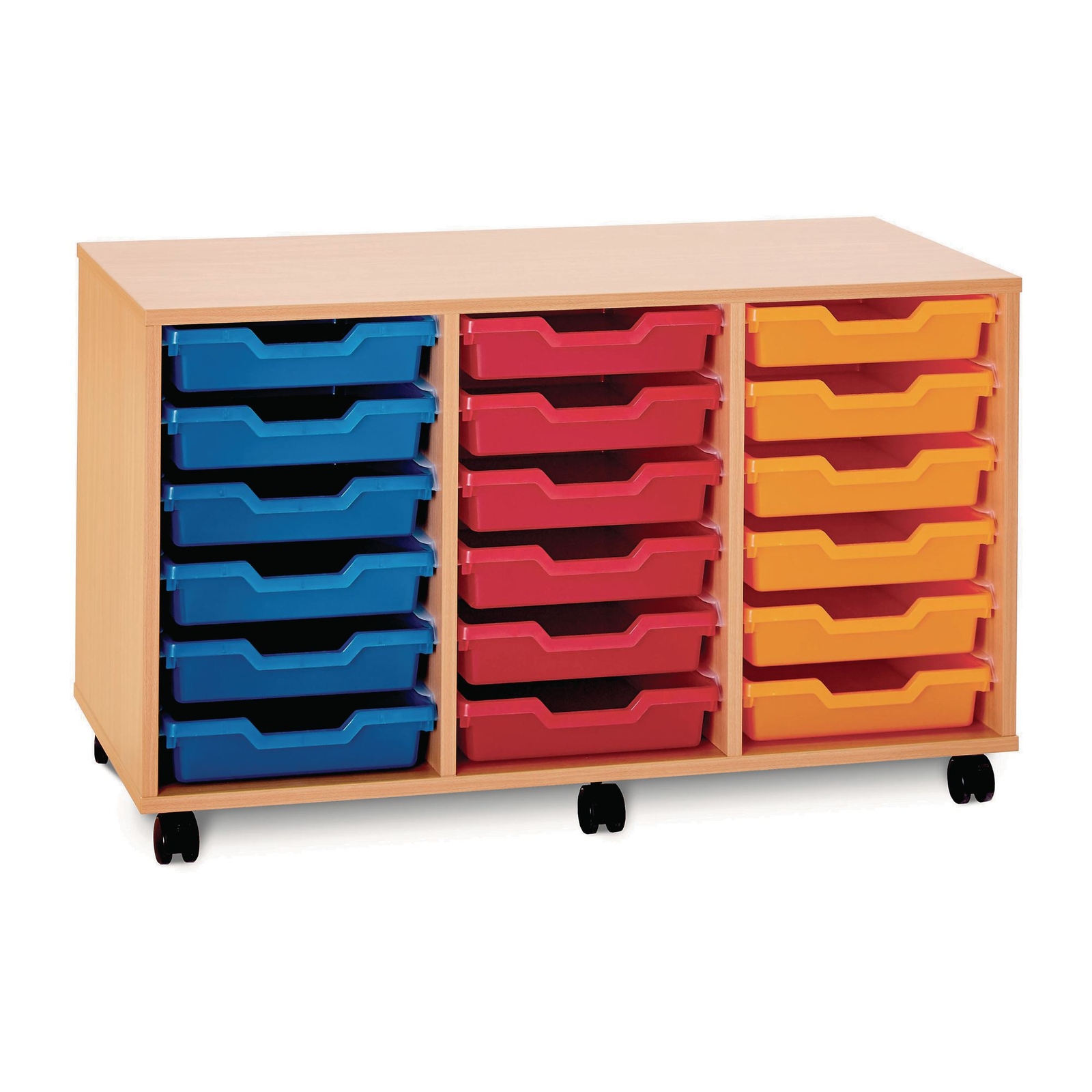 18 Shallow Tray Unit - Maple Unit - Orange Trays Included