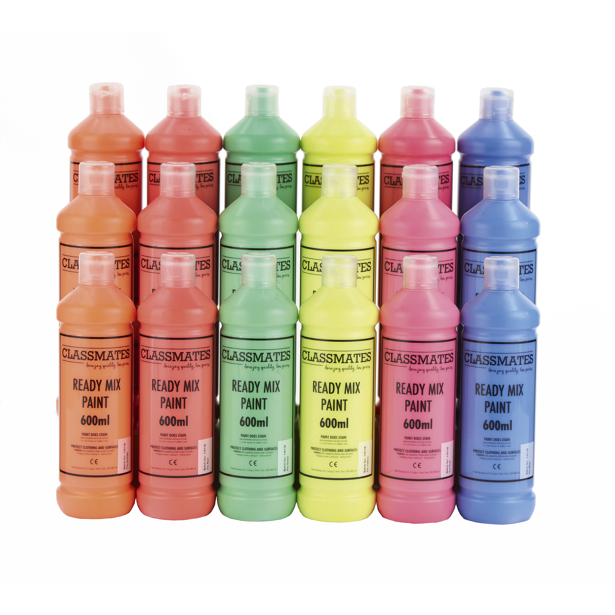 HC1506717 Classmates Ready Mixed Paint in Fluorescent Pack of 18