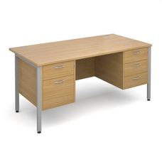 Straight Desk with 2 and 3 Drawer Pedestals - Oak