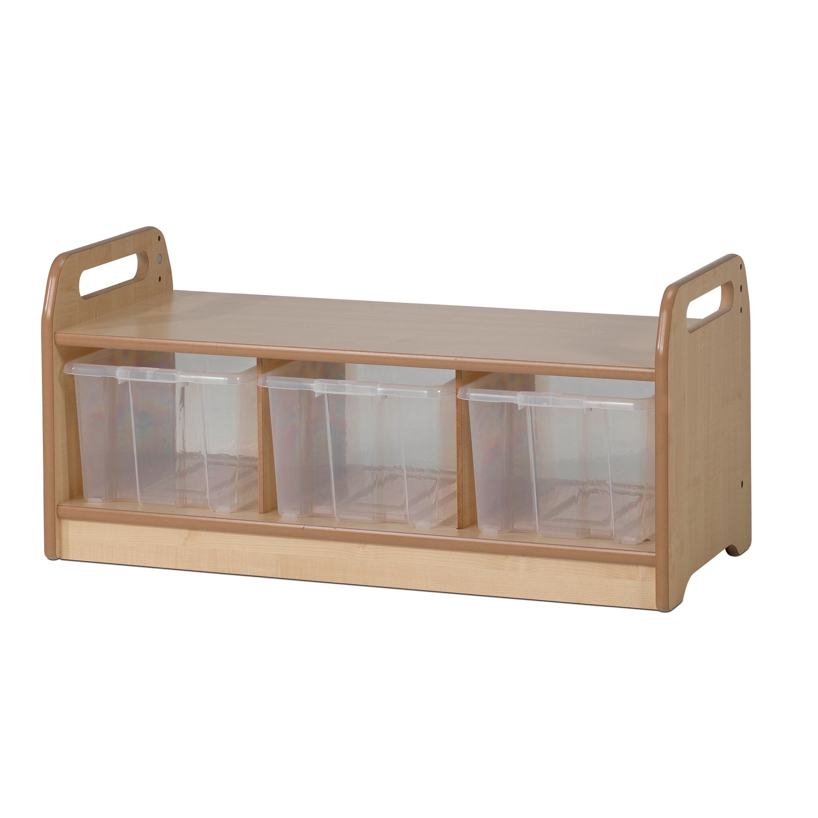 Playscapes Low Level Storage Bench with Clear Tubs