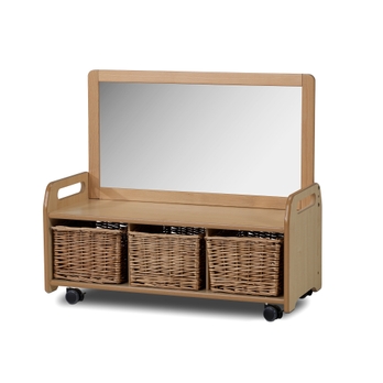 Mobile Mirror Storage Unit 3 Wicker Baskets Findel International