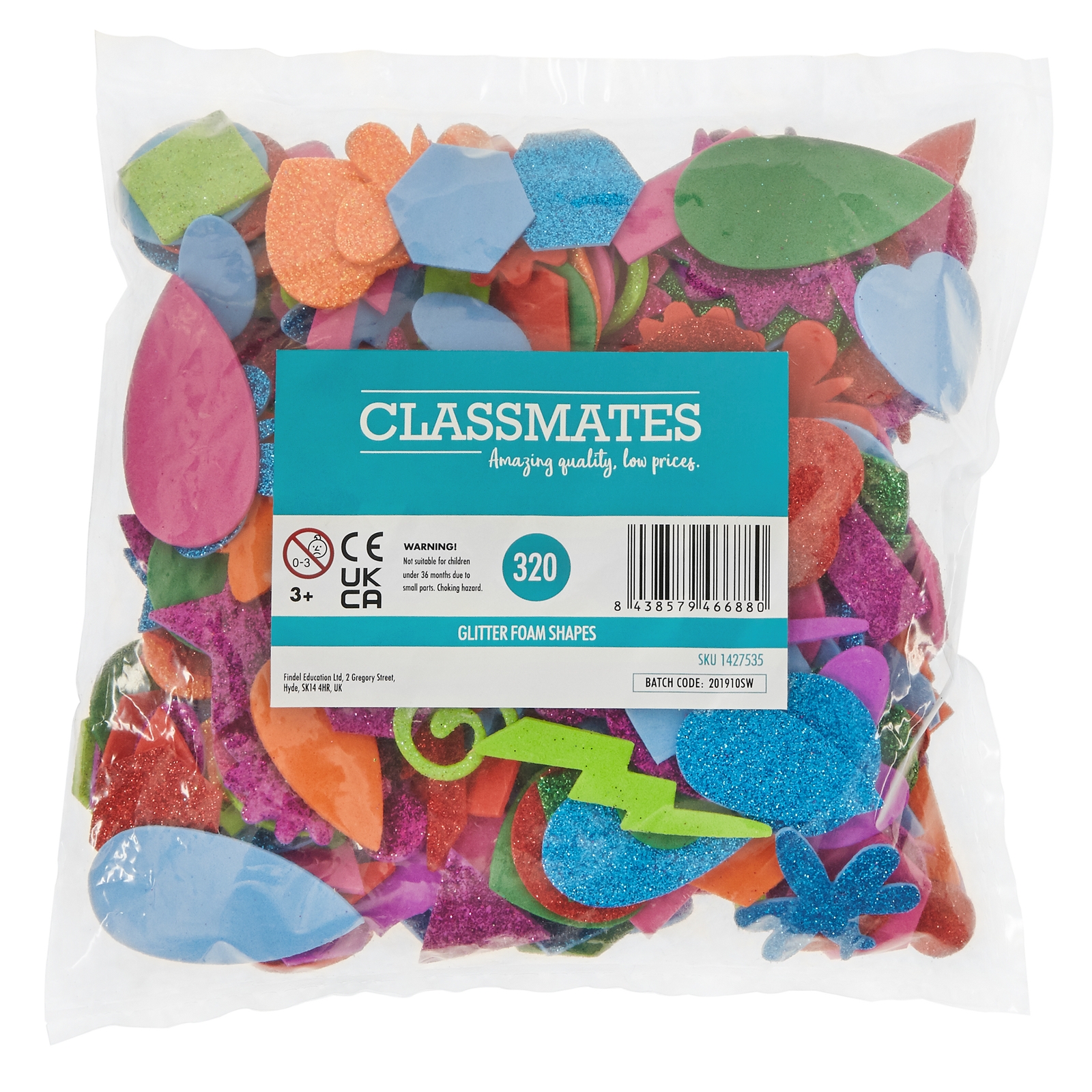 Glitter Foam Shapes Pack of 320