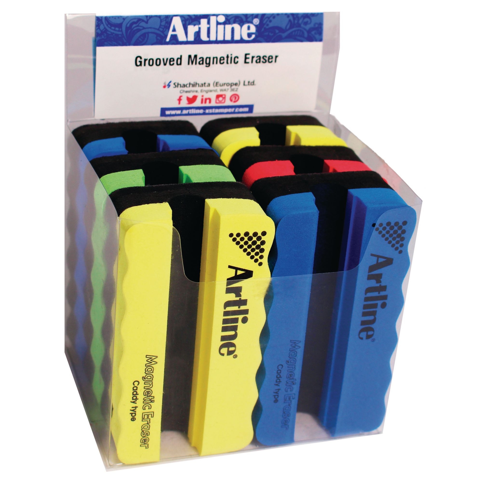Grooved Artline Magnetic Board EraserAssorted - Pack of 6