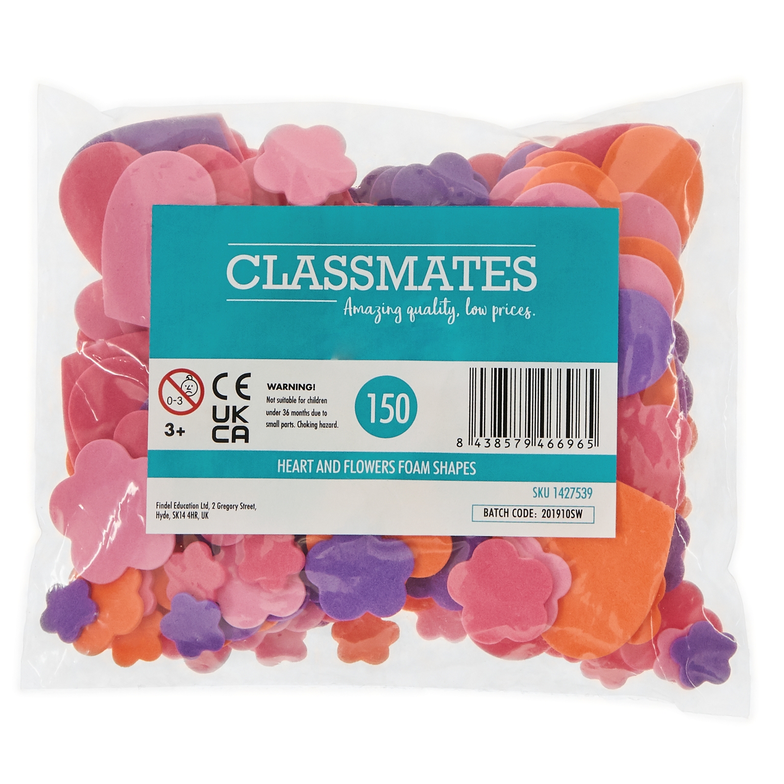 Heart and Flowers Foam Shapes Pack of 150