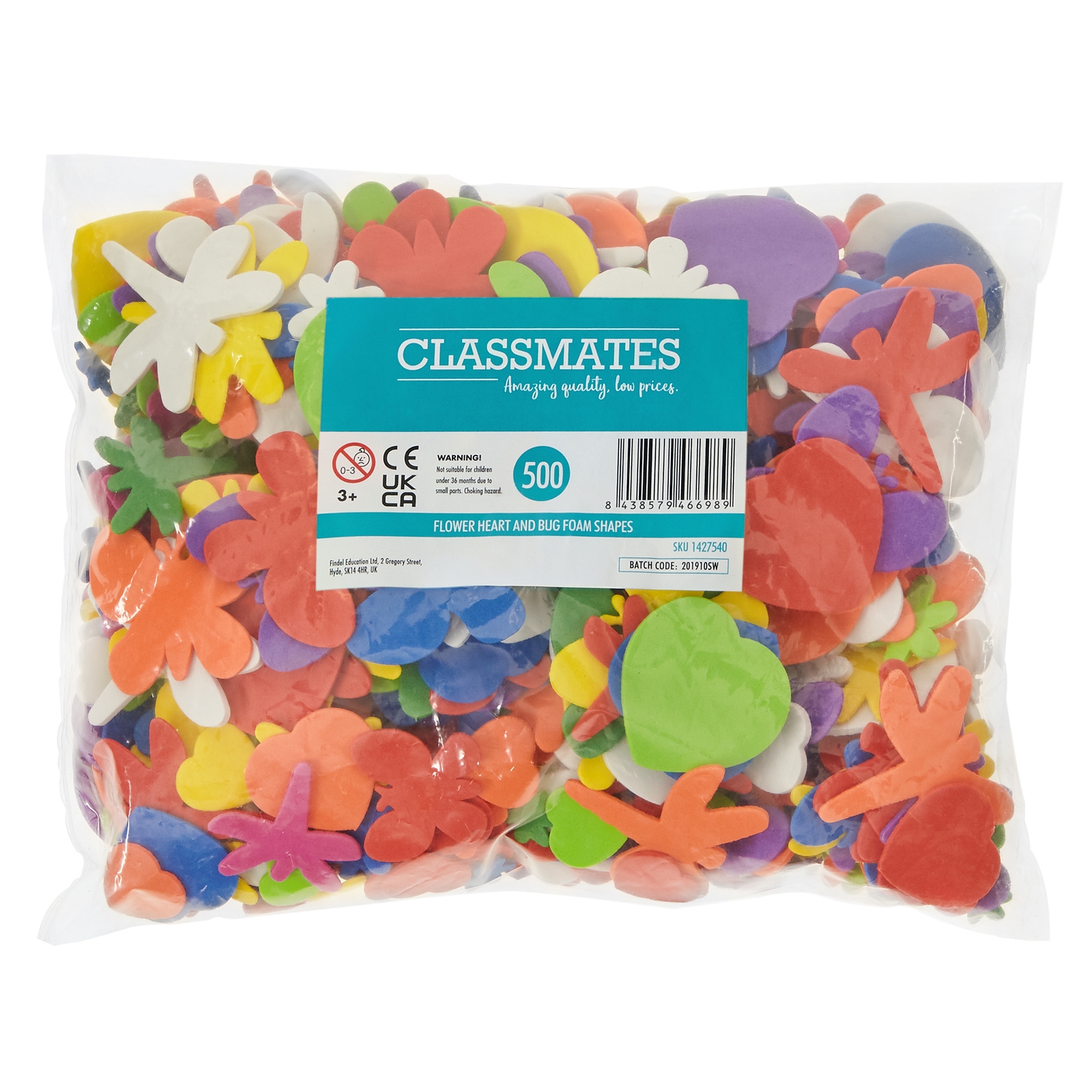 Flower Heart and Bug Foam Shapes Pack of 500