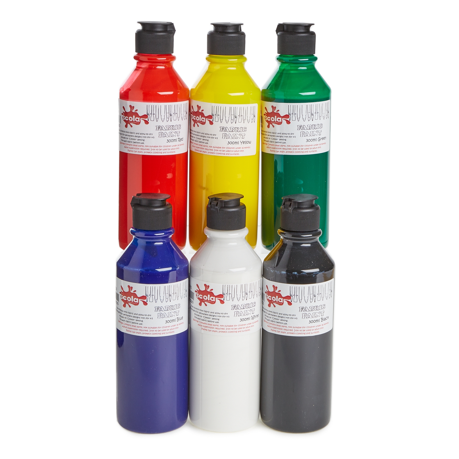 Fabric Paint in Assorted Pack of 6 300ml Bottle Hope Education
