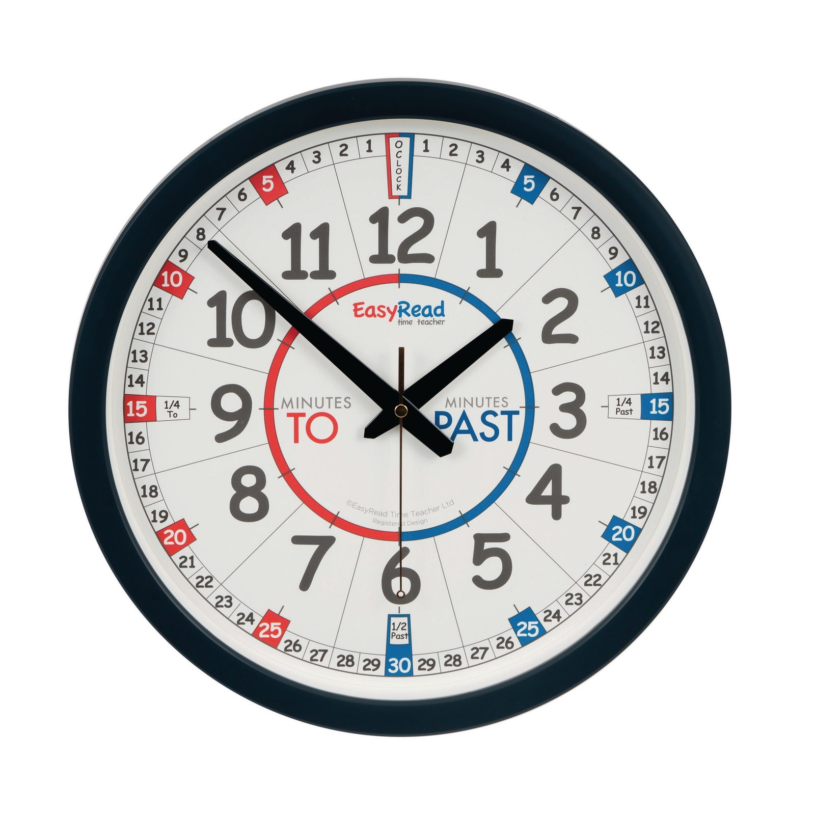 Easy Read Time Teacher - Past and To Classroom Wall Clock