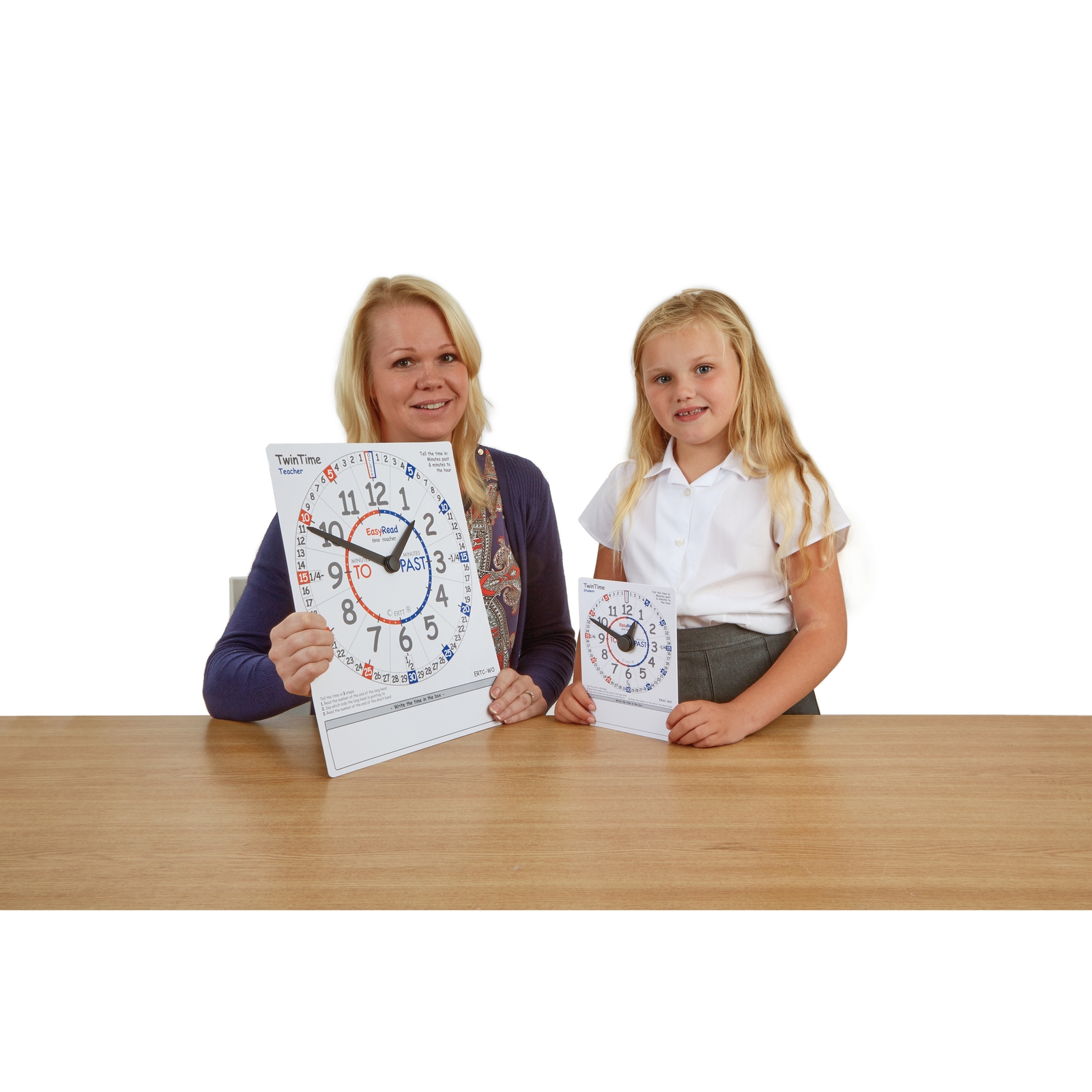 Easy Read Time Teacher - Twin Time Teacher Demonstration Clock