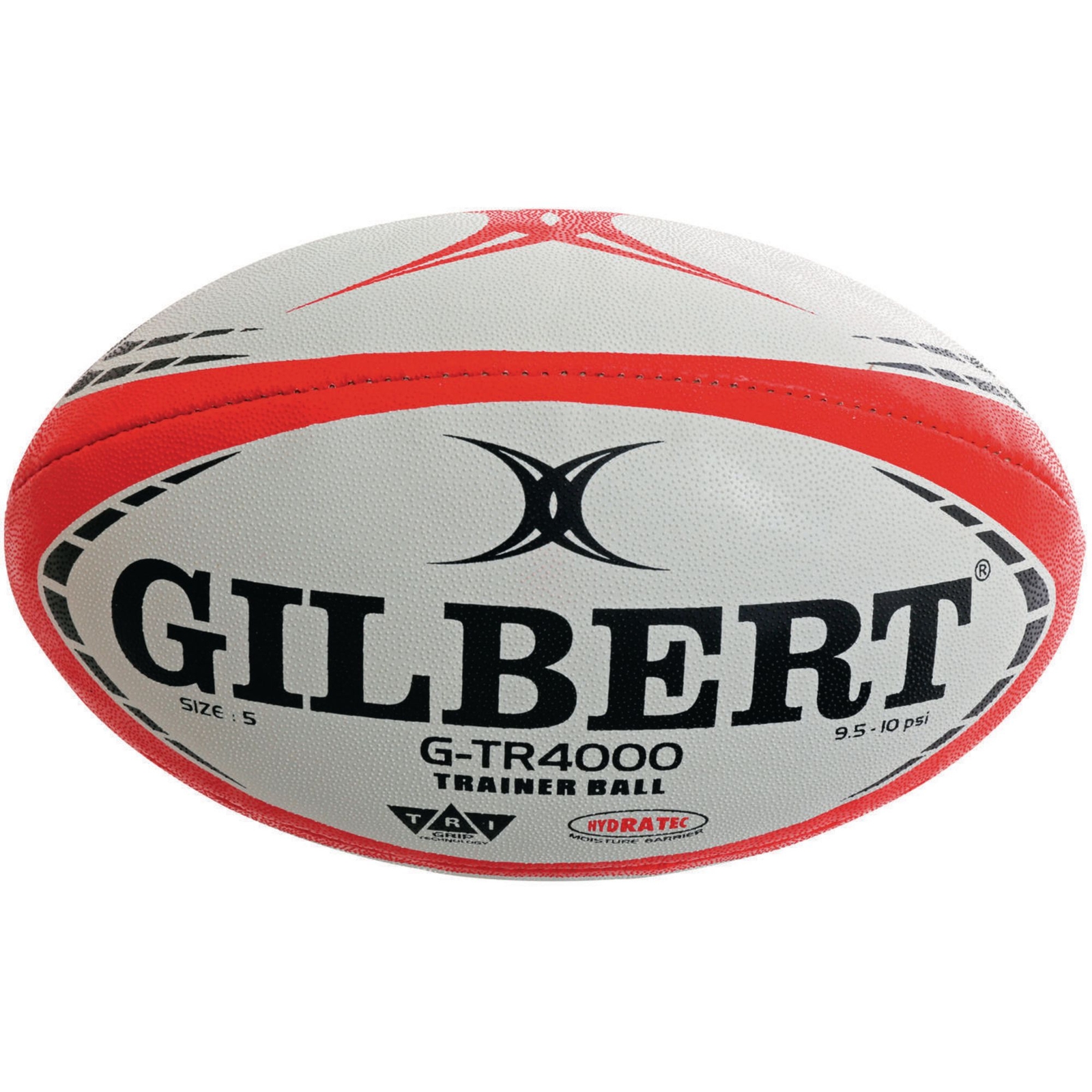 Gilbert G-TR4000 Trainer Rugby Ball, White Red - Size 5