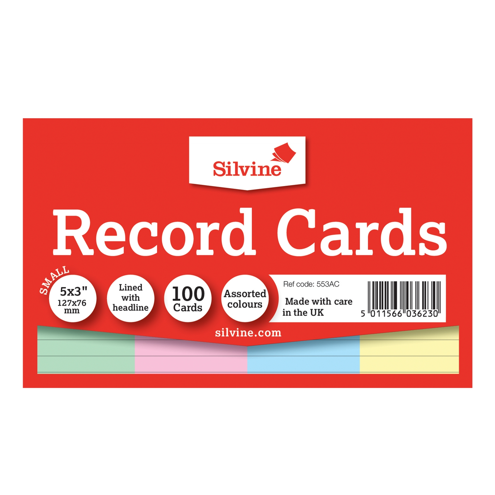Record 5" x 3" 100 Cards- Pack of 100
