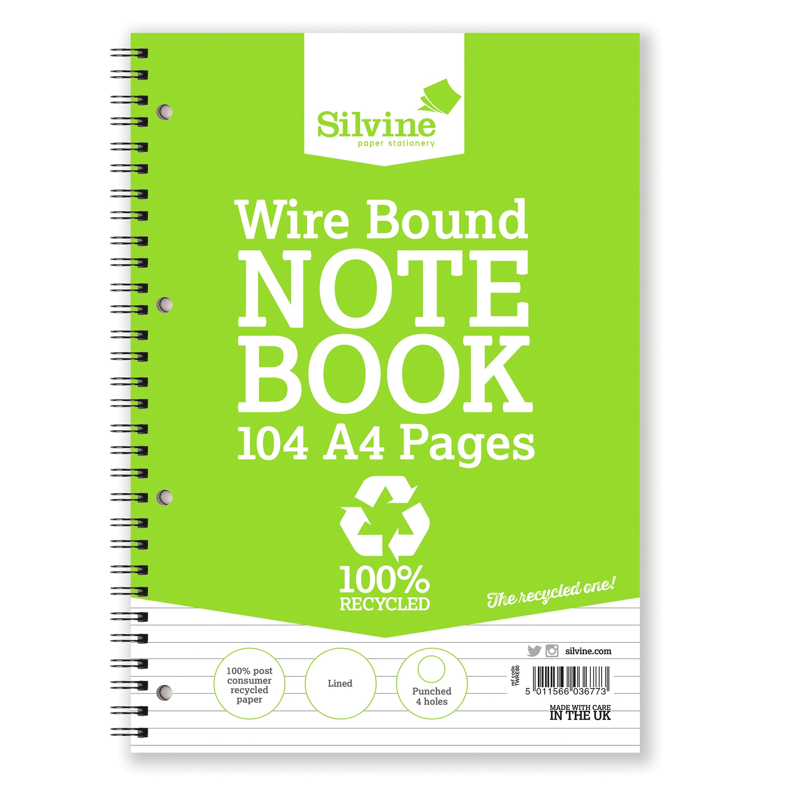 Silvine Everyday Recycled Twin Wire Notebooks - A4 - Pack x 12