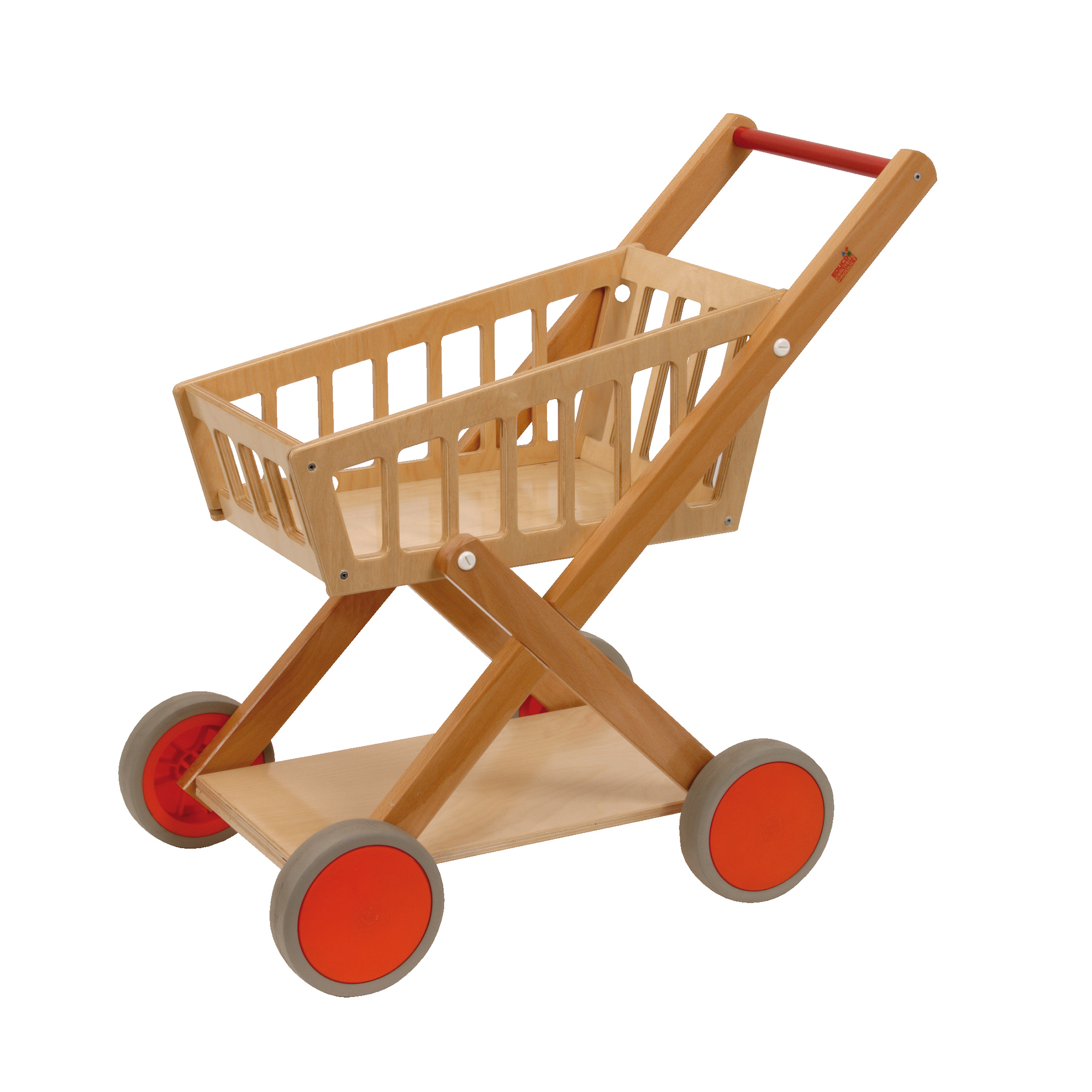 wooden shopping trolley