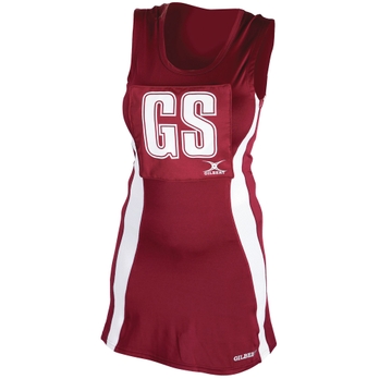 Gilbert Eclipse Netball Dress With Hook Loop Maroon White