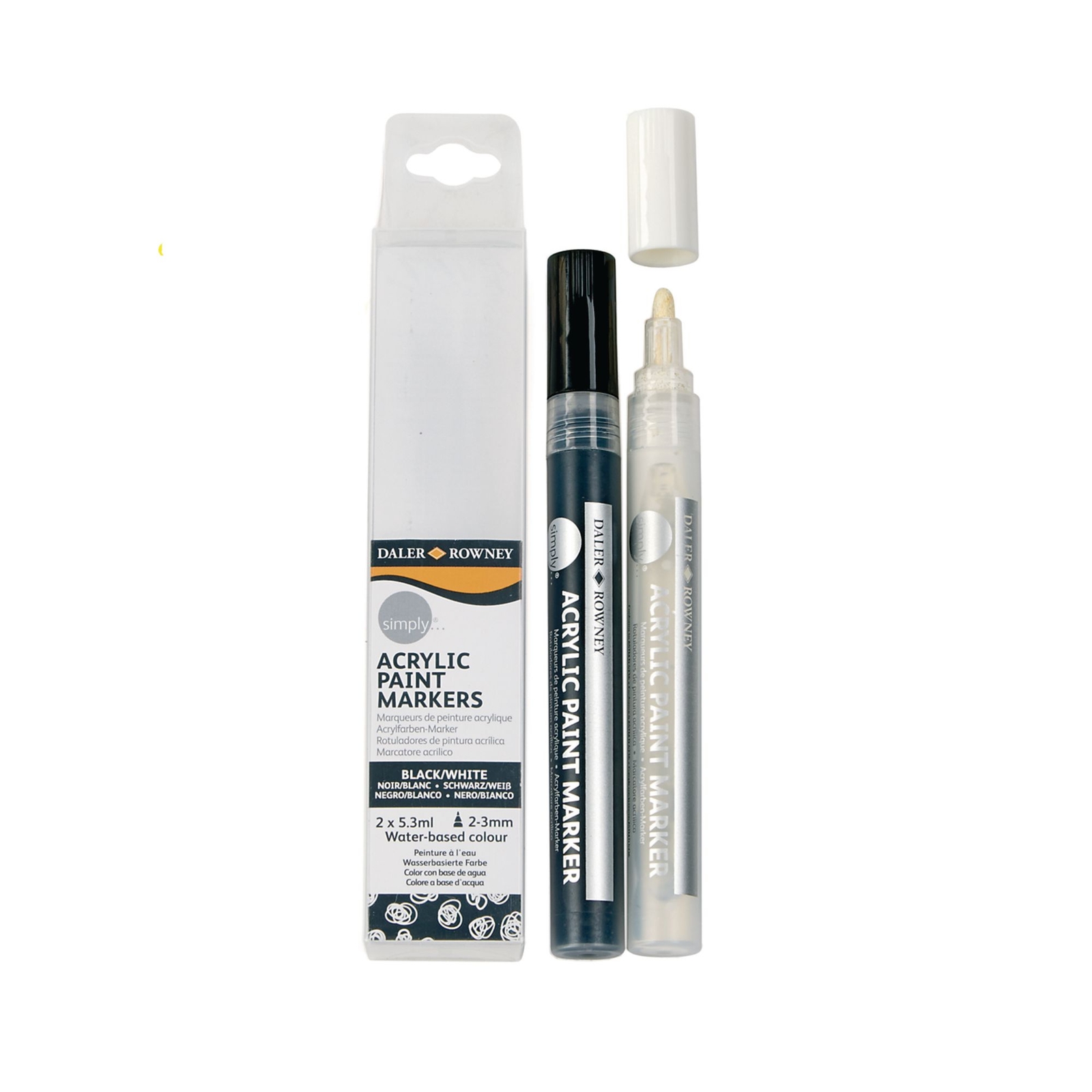 Daler-Rowney Simply Acrylic Paint Markers - Black and White - Pack of 2