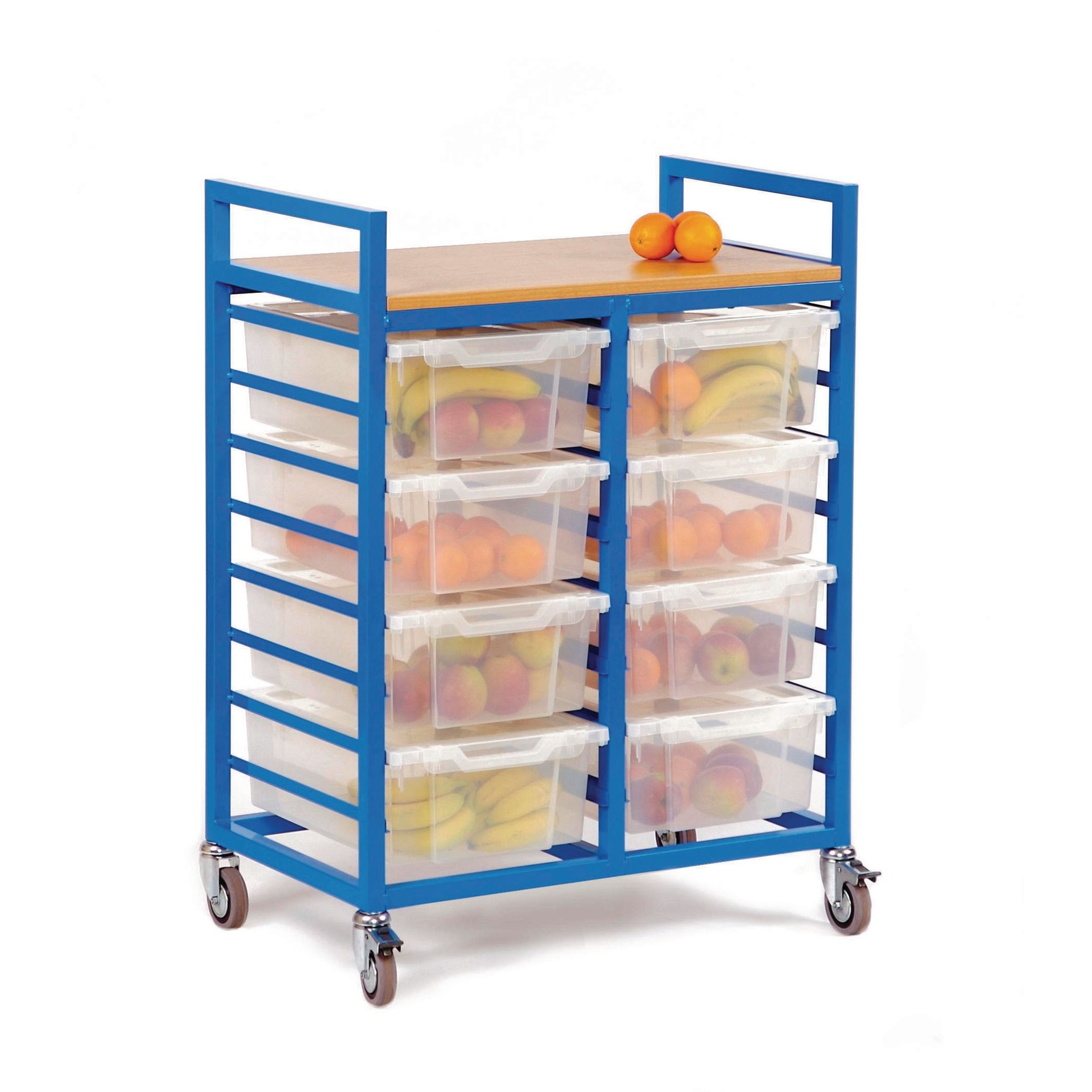 Storage Trolley With Trays Blue Frame