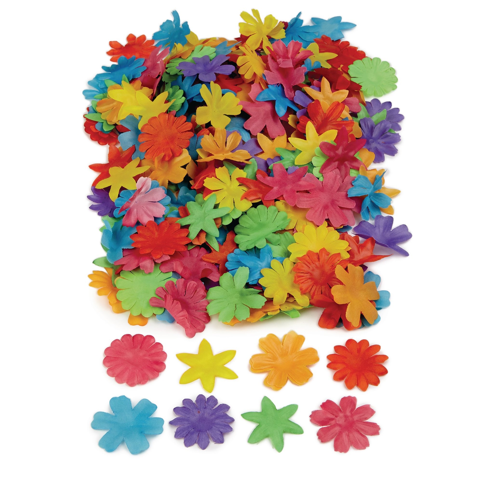 Colourful Fabric Flowers - 50mm - Assorted - Pack of 300