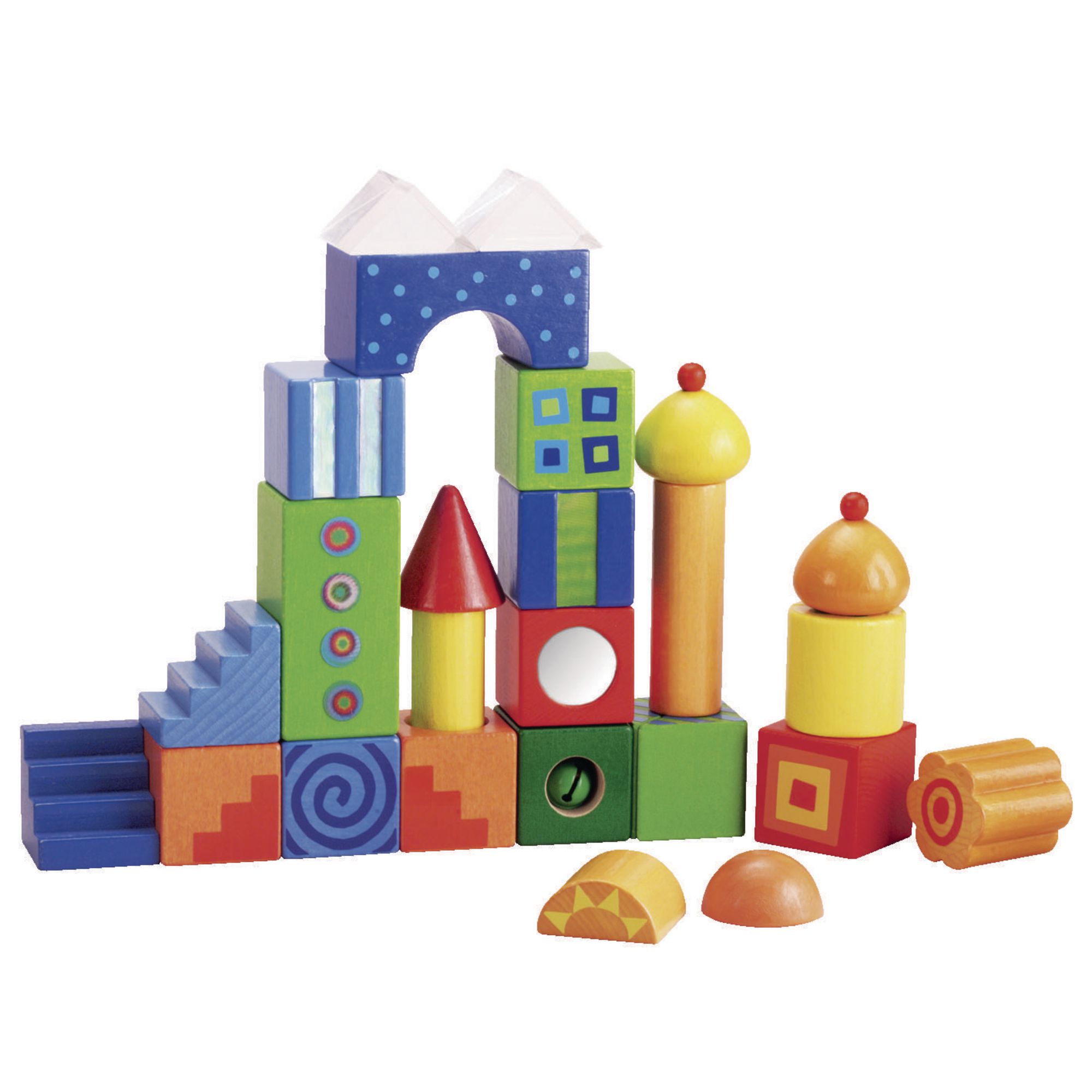 coloured wooden building blocks