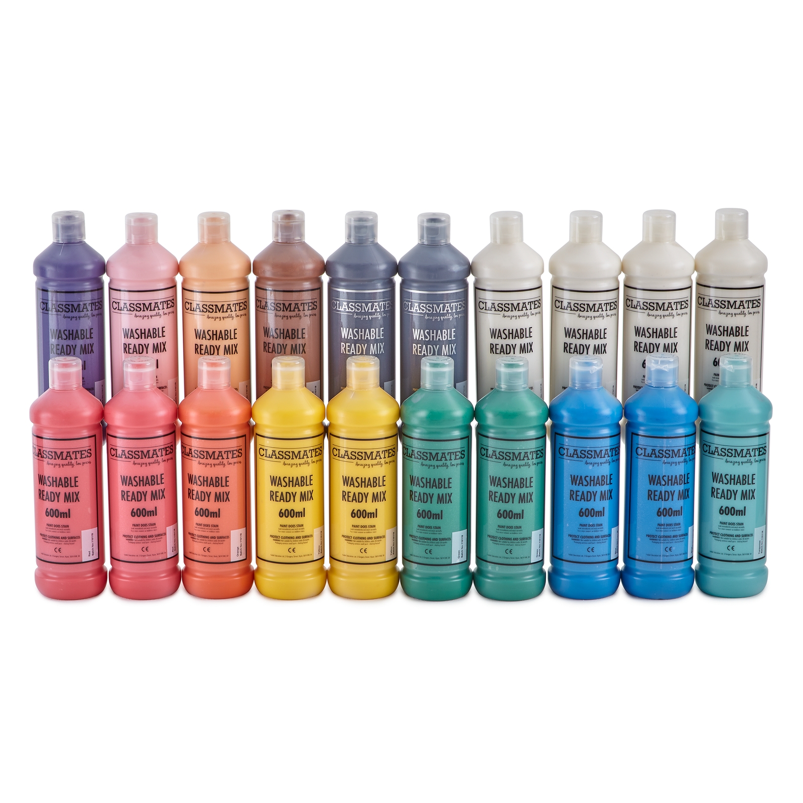 Classmates Washable Ready Mixed Paint - 600ml - Assorted - Pack of 20