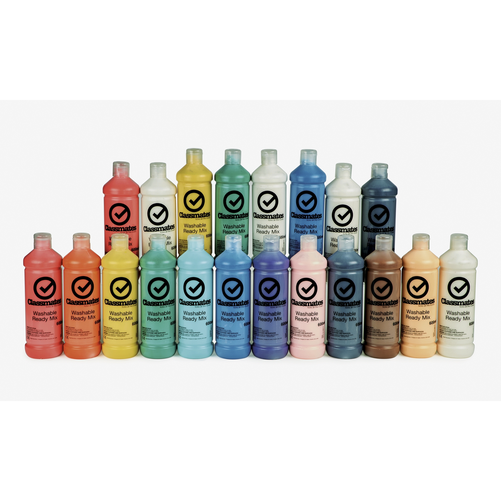 Classmates Washable Ready Mixed Paint in Assorted - Pack of 20 - 600ml ...