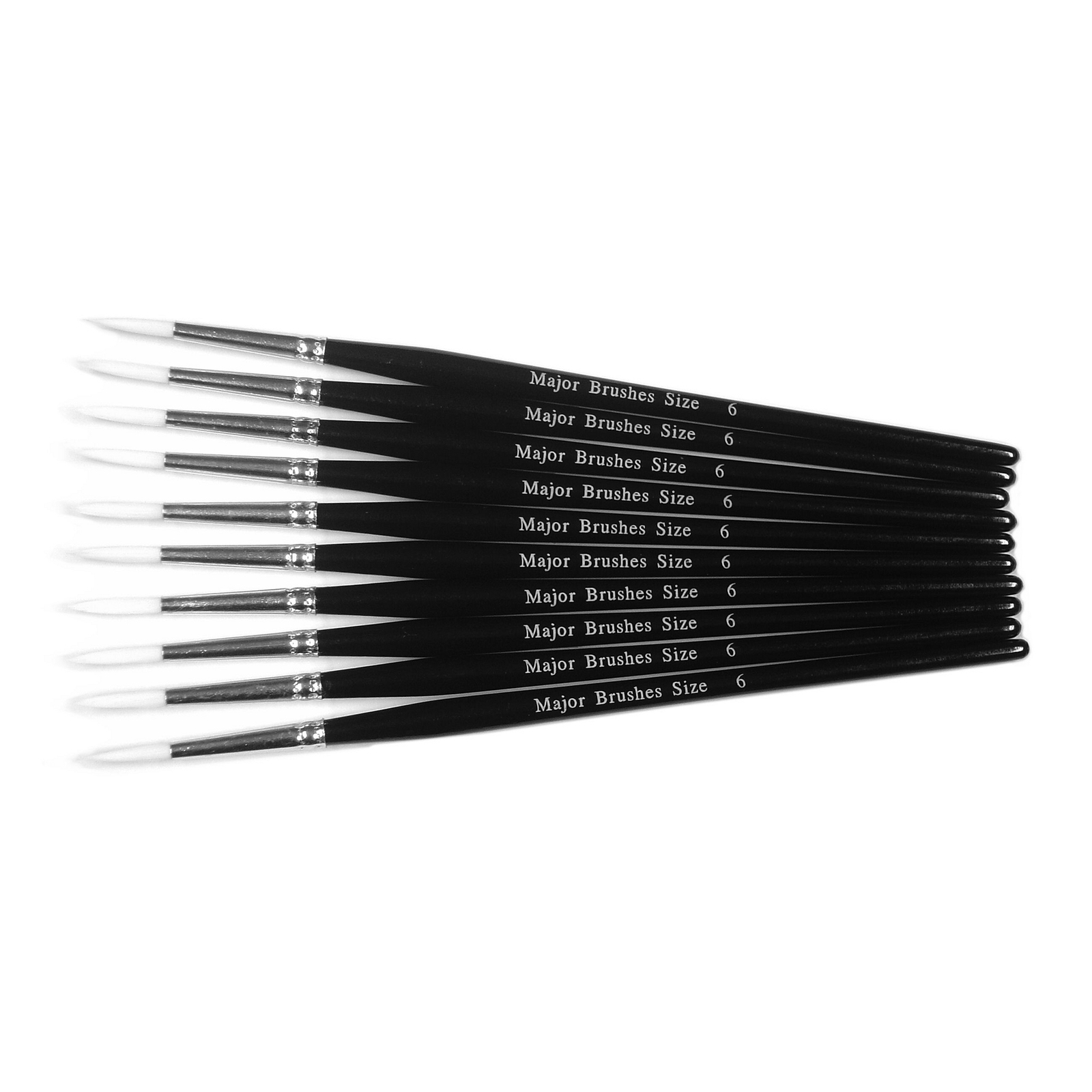 White Synthetic Sable Brushes - Round - Size 6 - Pack of 5