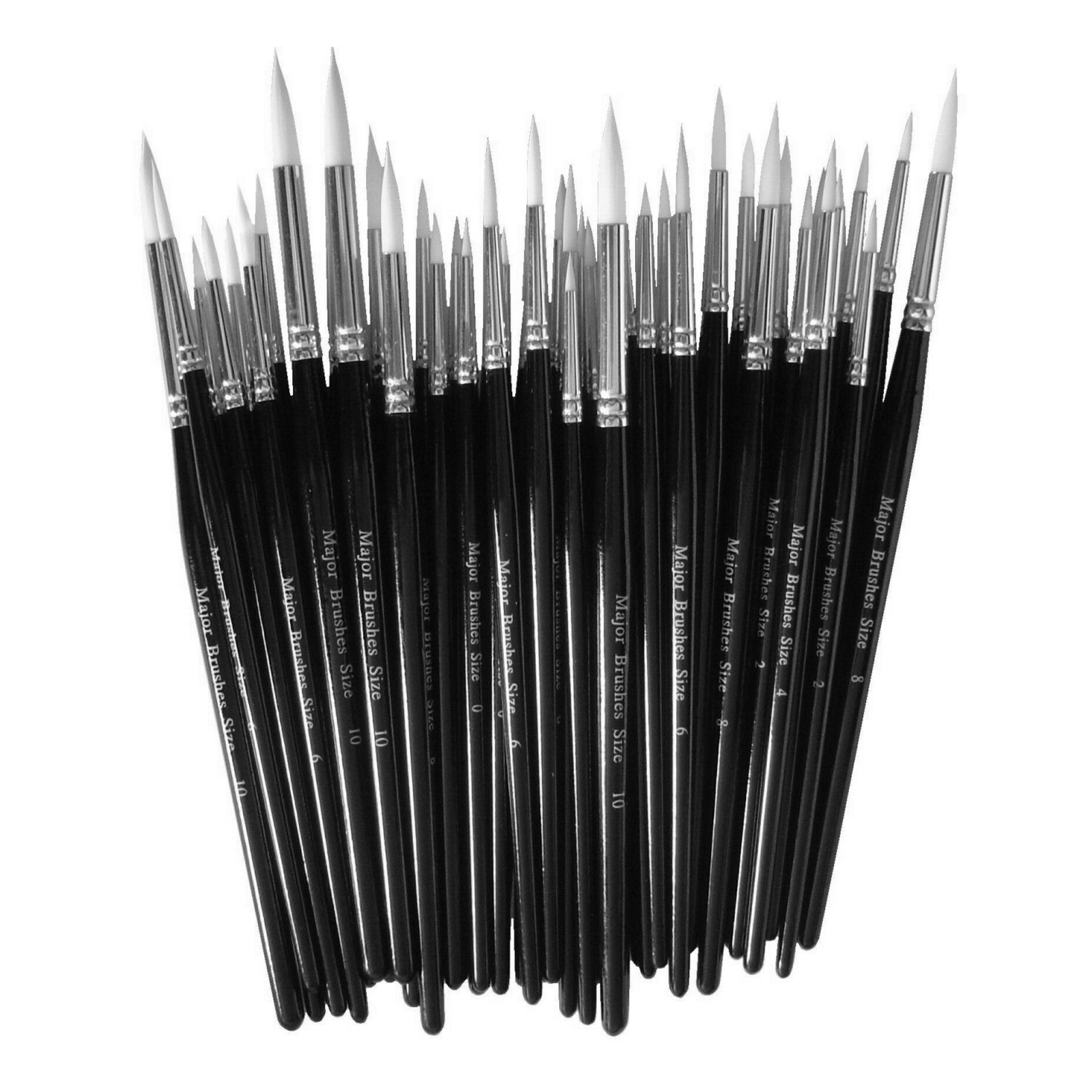 White Synthetic Sable Brushes - Round - Assorted - Pack of 50
