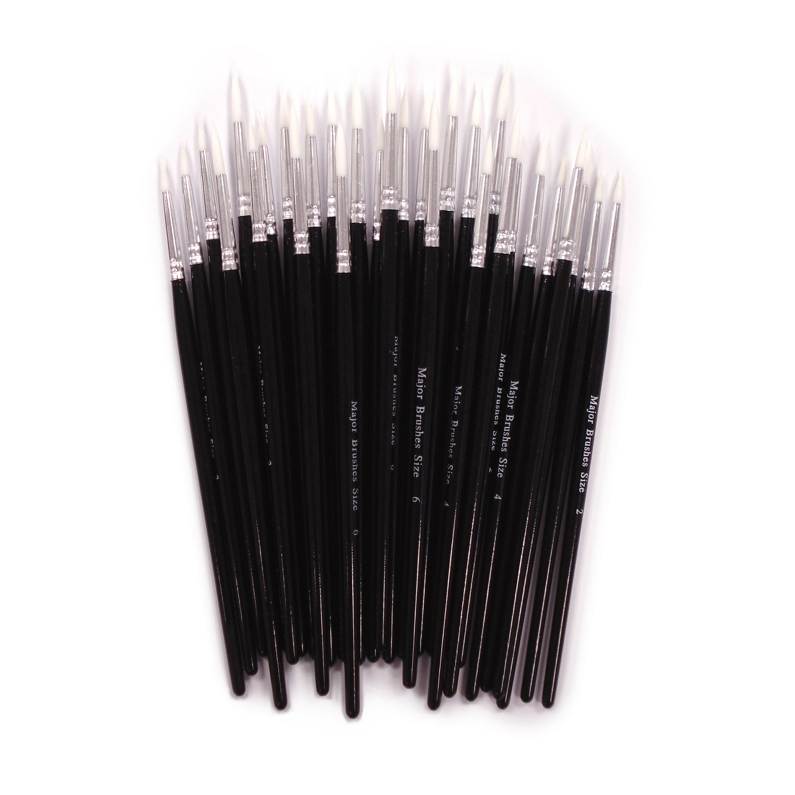 White Synthetic Sable Brushes - Round - Assorted - Pack of 30