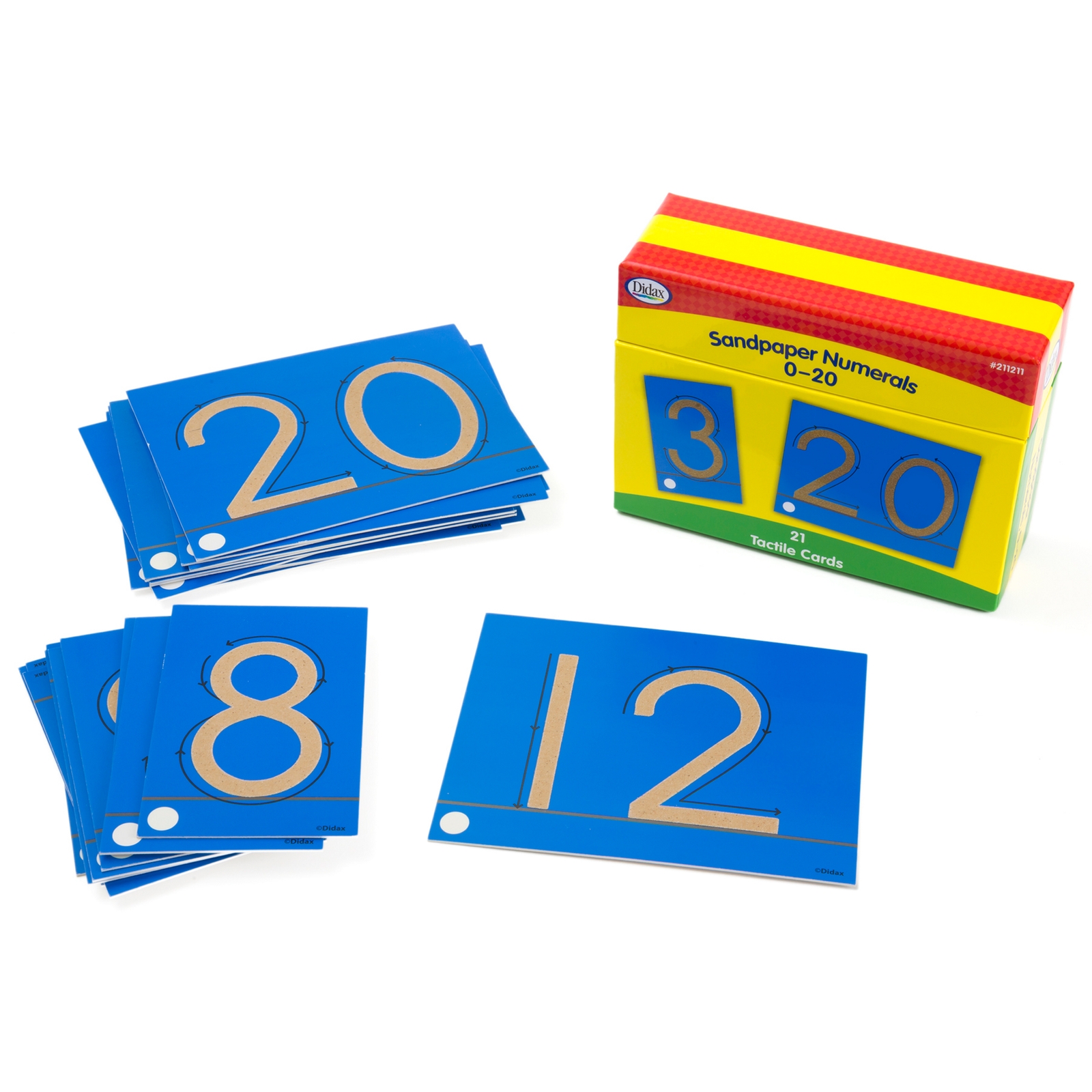 Tactile Sandpaper Numerals 0 - 20 - 70-120mm - Assorted - Pack of 21