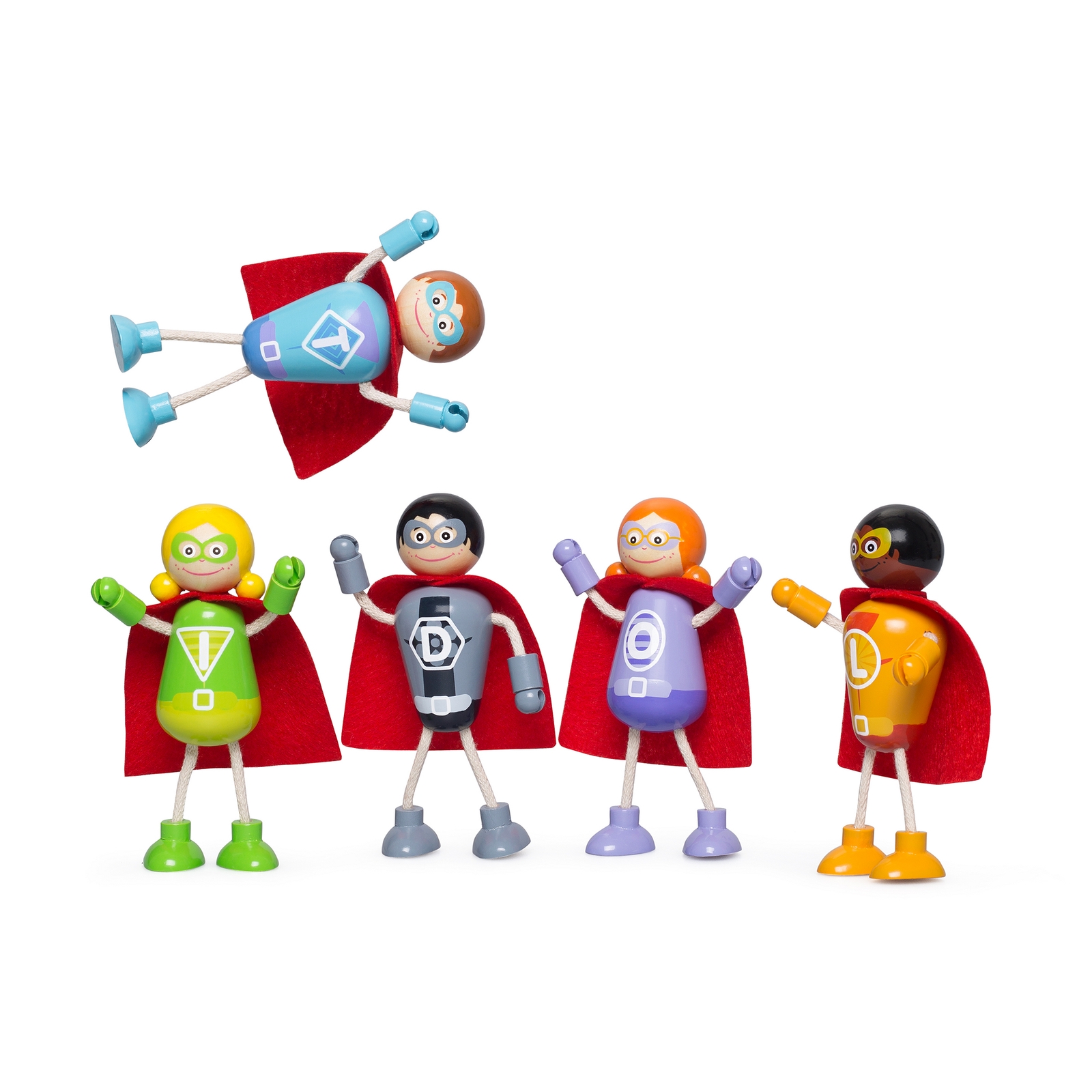 Tidlo Wooden Superhero Figures - 12cm - Assorted - Pack of 5