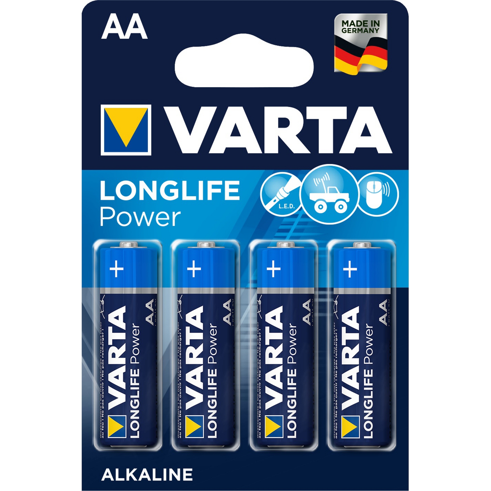 Battery Alkaline Manganese Longlife Size AA - Pack of 4