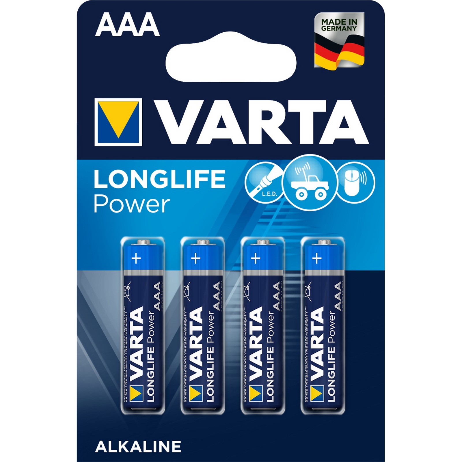 Varta Battery Alkaline Manganese Size AAA - Pack of 4