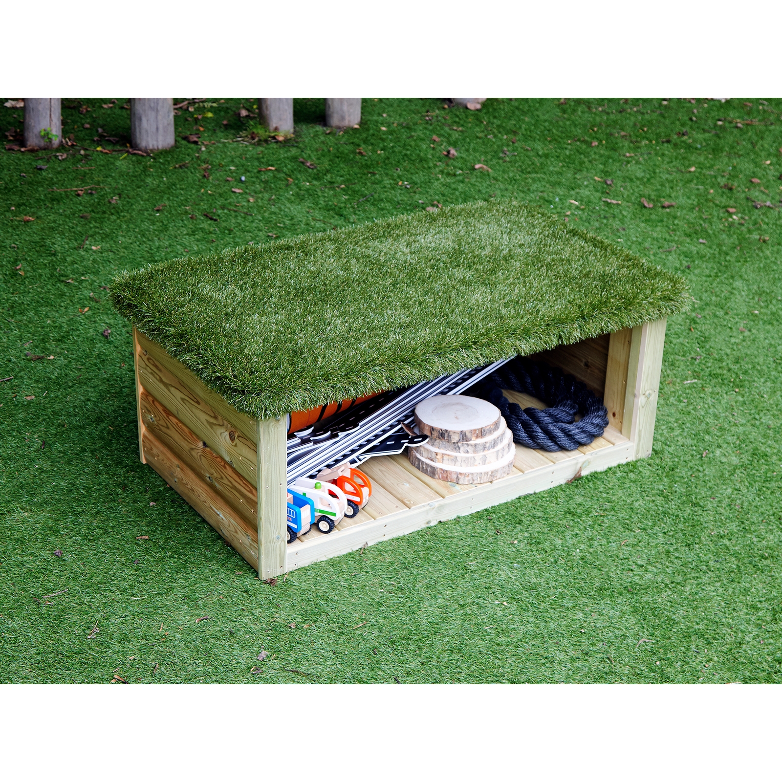 Grass Topped Bench with Storage