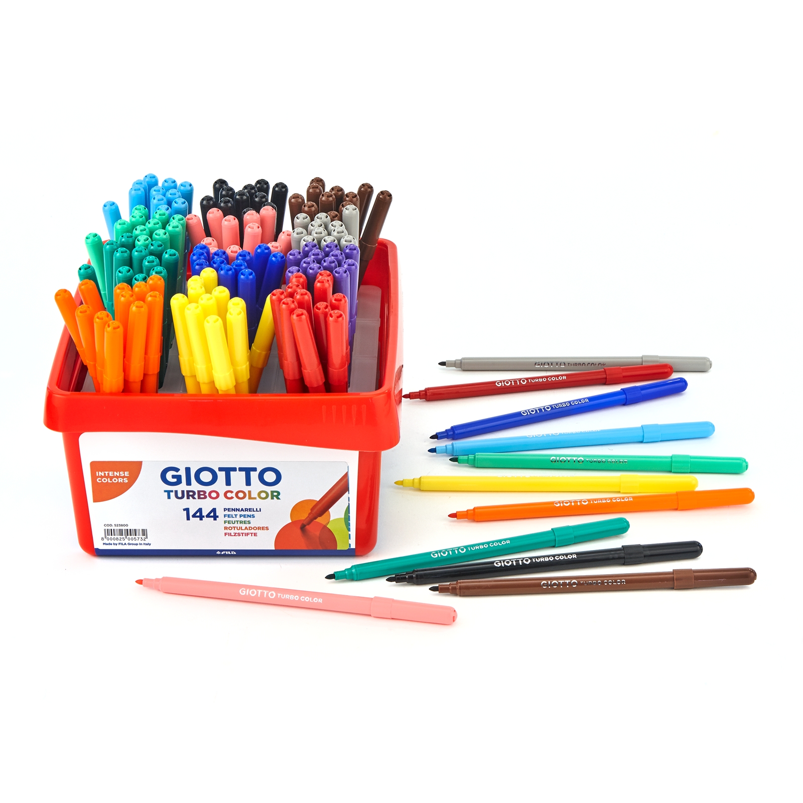 Giotto Turbo Fine Tip Colouring Pens - 2.8mm Nib - Assorted - Pack of 144 - 3 Years+