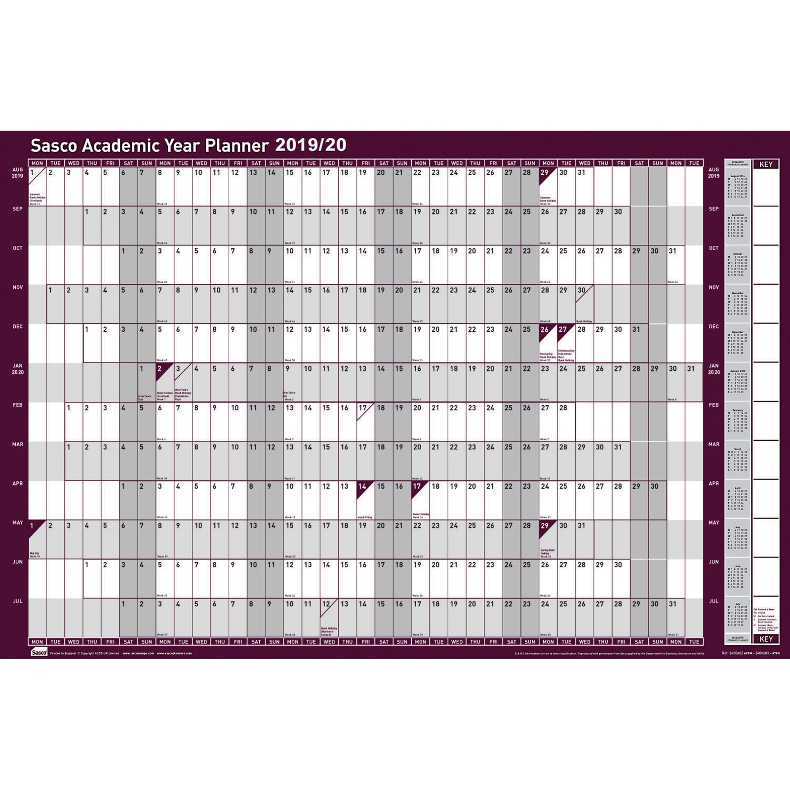 Academic Year Wall Planner 21-22