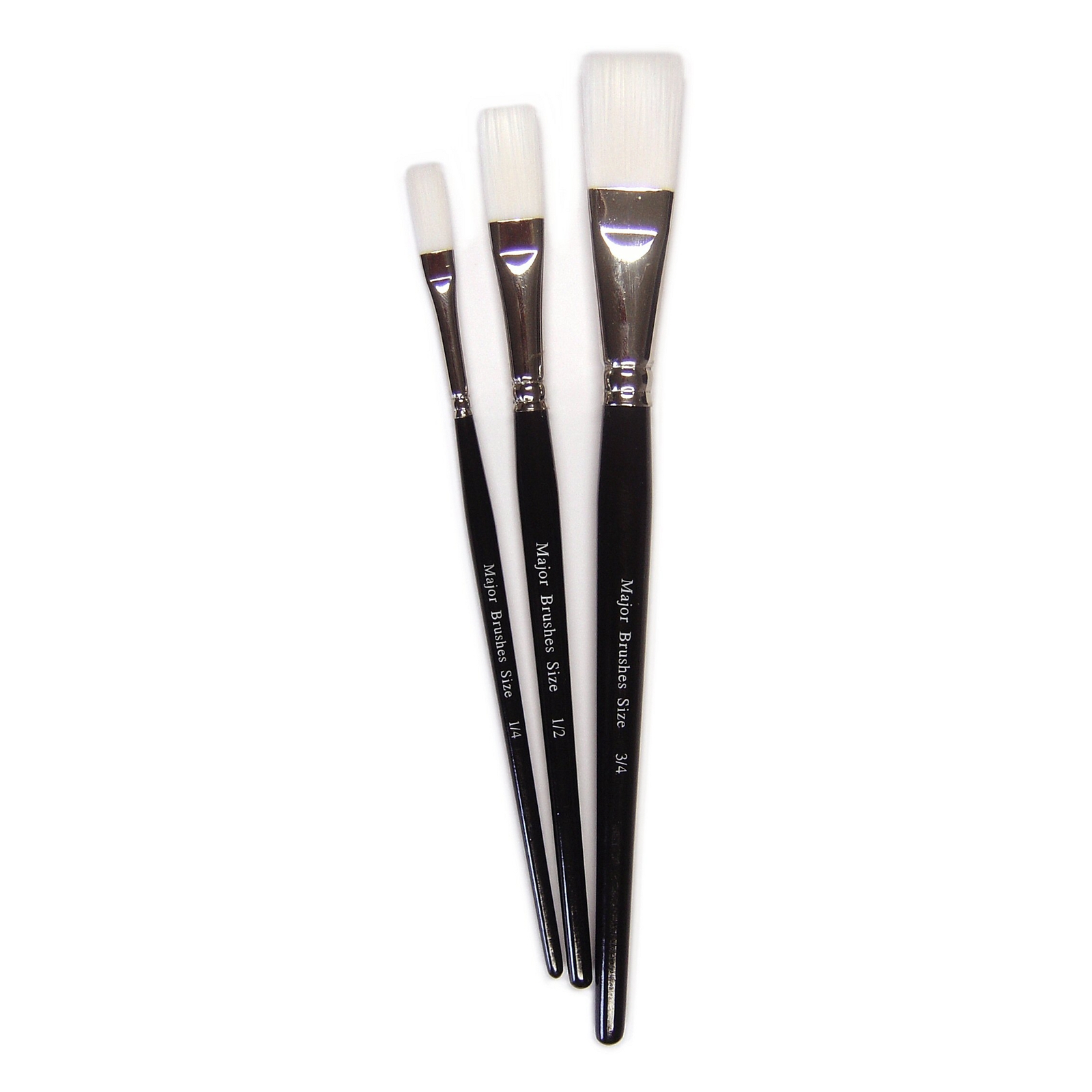 White Synthetic Sable Size 14 Flat Brushes - Pack of 10