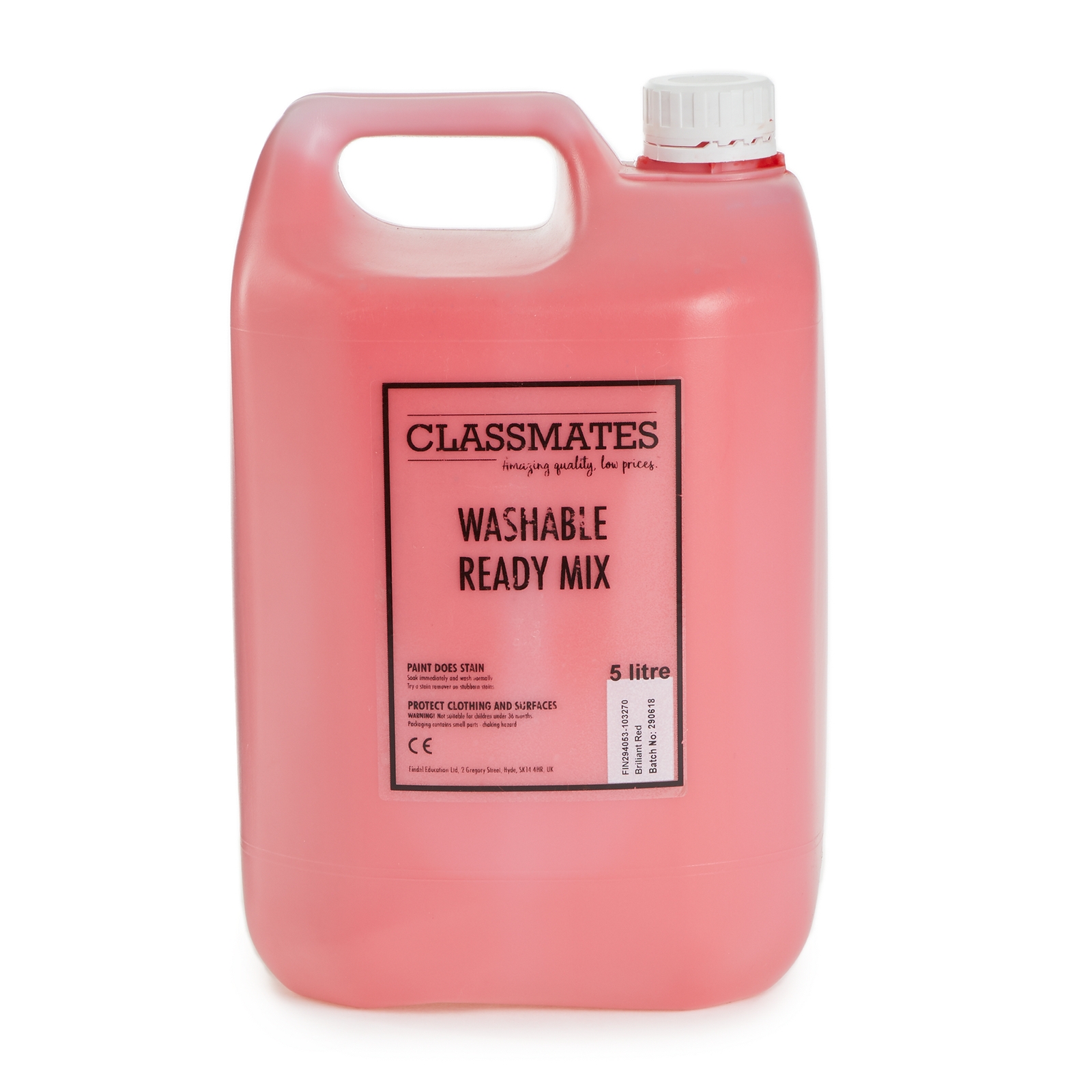 Classmates Washable Red Ready Mixed Paint - 5 Litre - Each