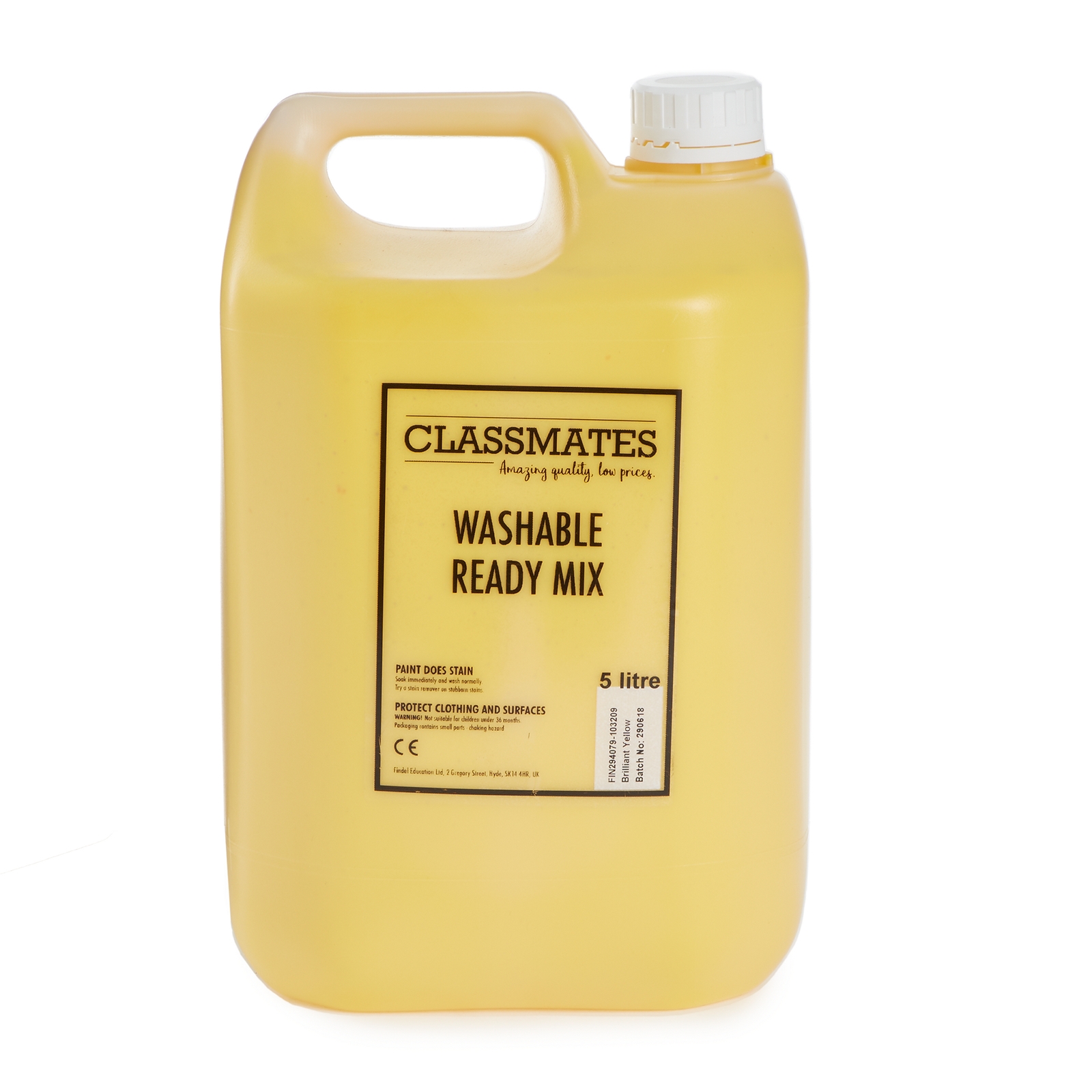 Classmates Washable Yellow Ready Mixed Paint - 5 Litre - Each